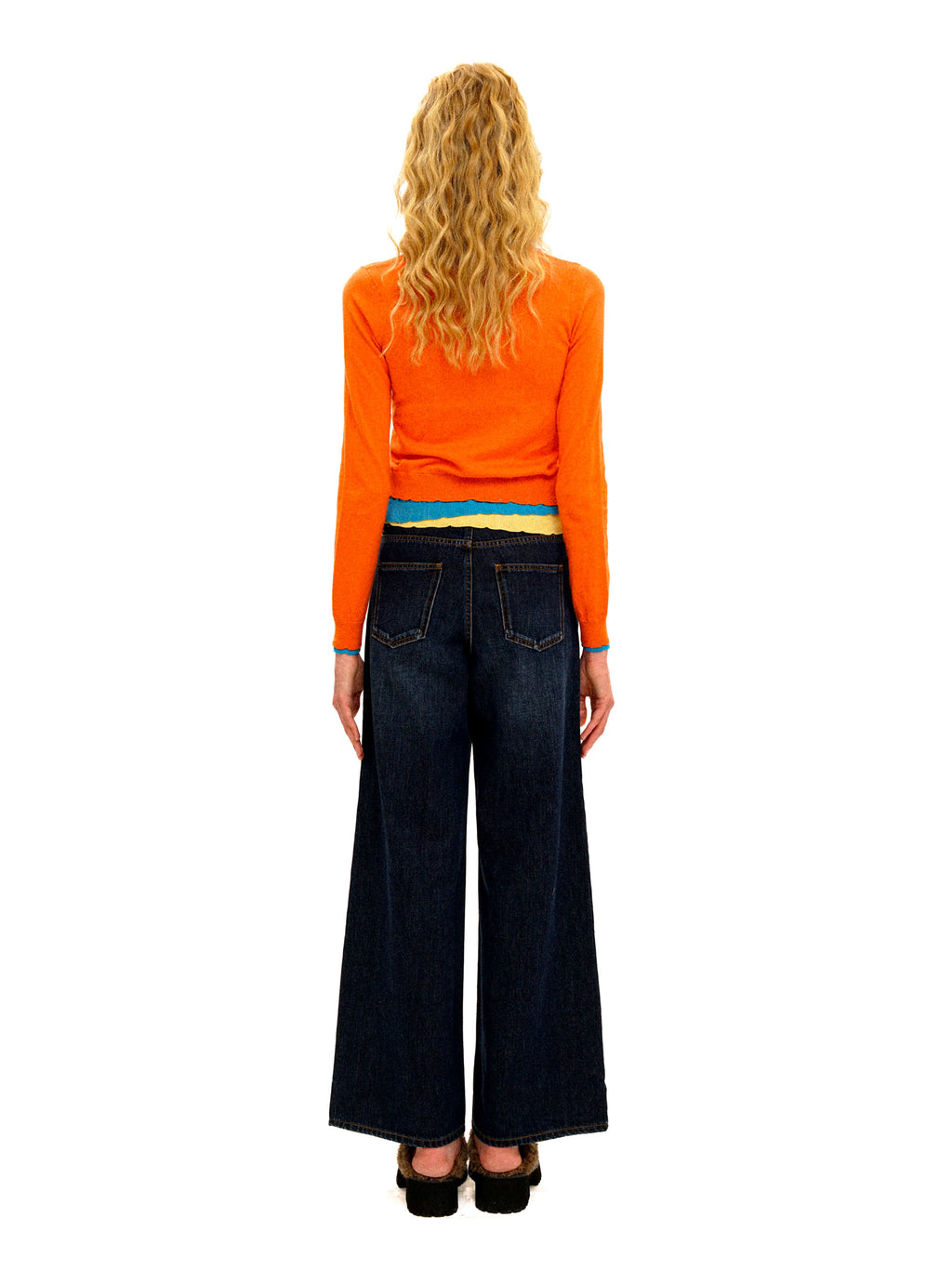 *Color-blocked faux three-piece cardigan