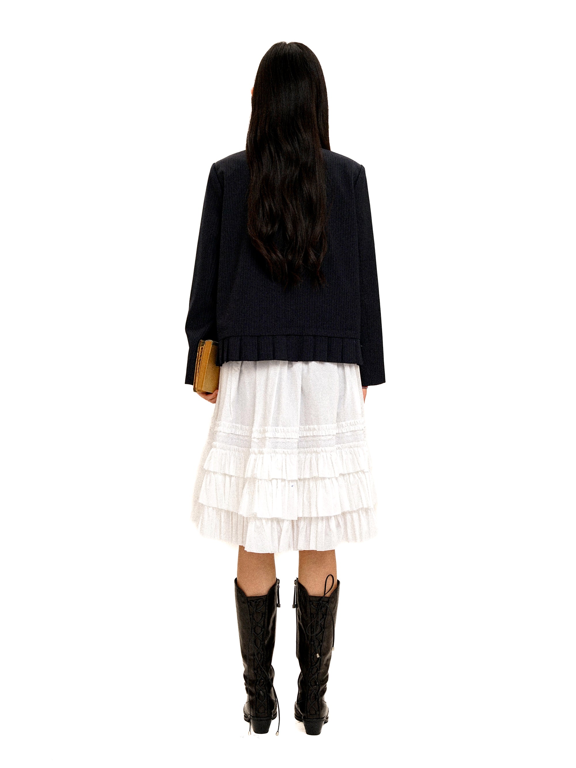 *Peter Pan collar pleated suit skirt
