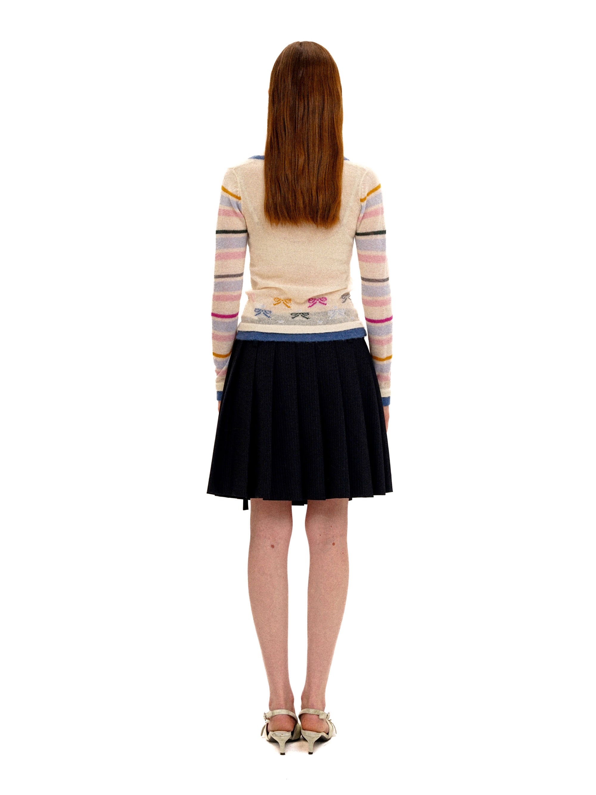 *Striped wide neckline sweater