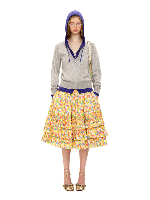 *All-over floral print ruffled tiered skirt
