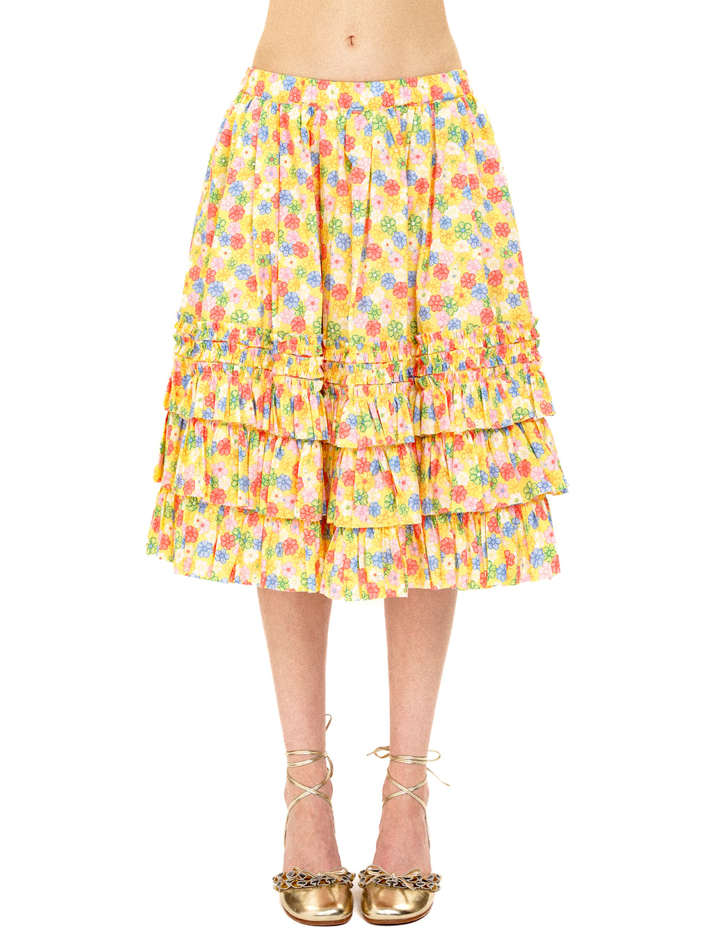 *All-over floral print ruffled tiered skirt