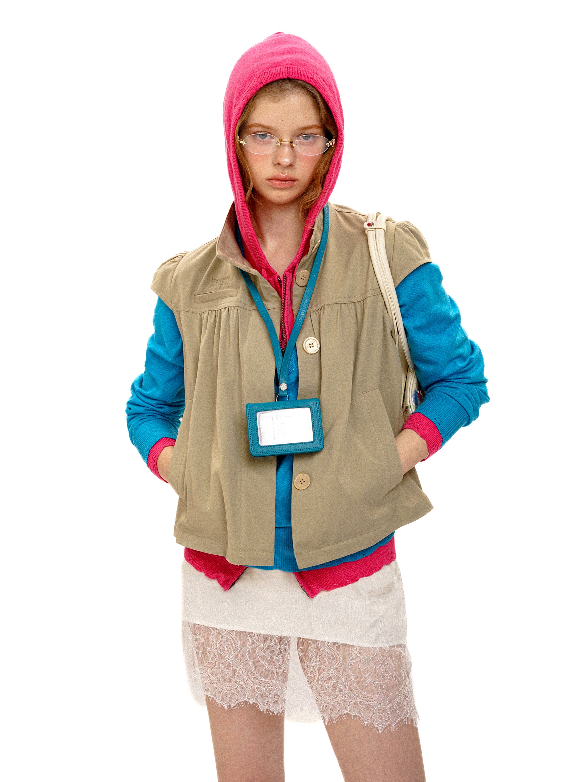 *Retro puff sleeve A-line short-sleeved jacket