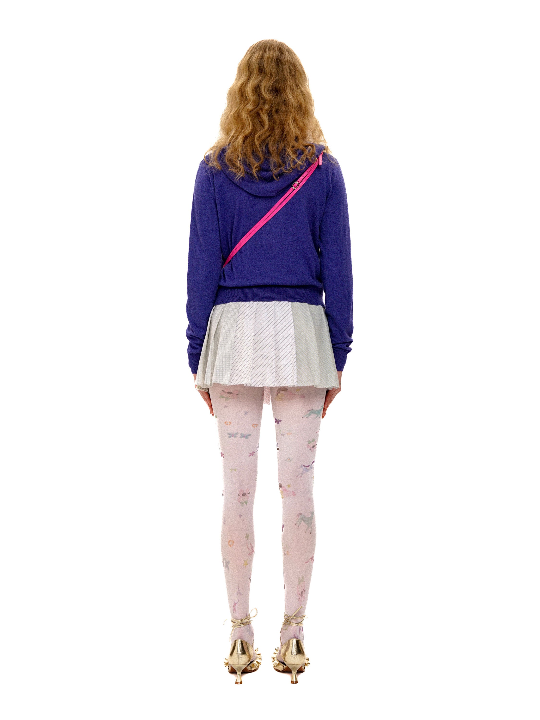 *Pleated mini skirt with ruffled trim