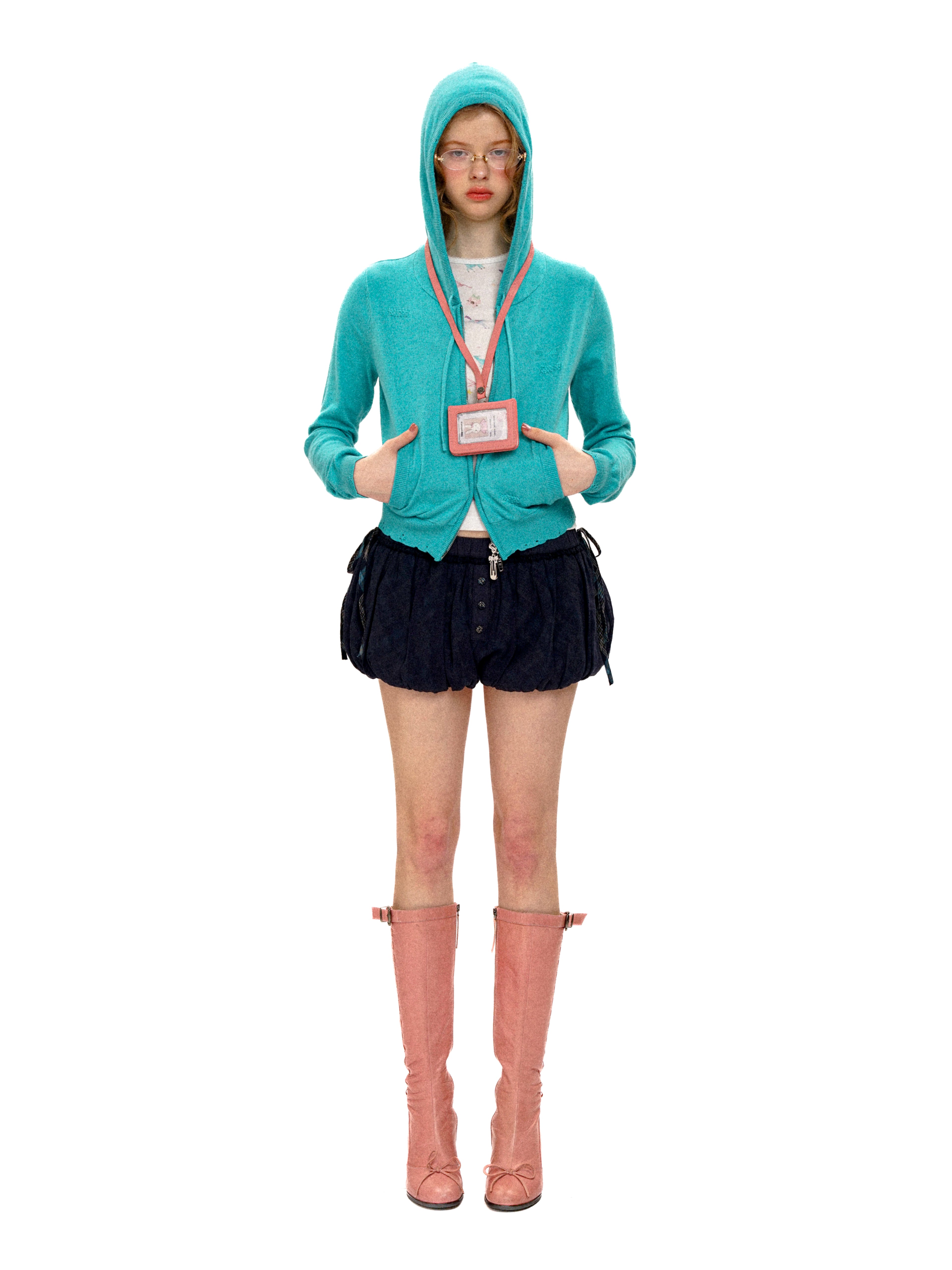 *Plaid patchwork mesh tulip shorts