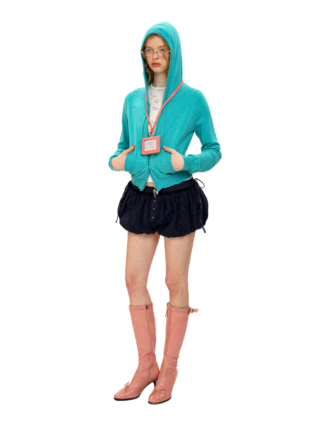 *Plaid patchwork mesh tulip shorts