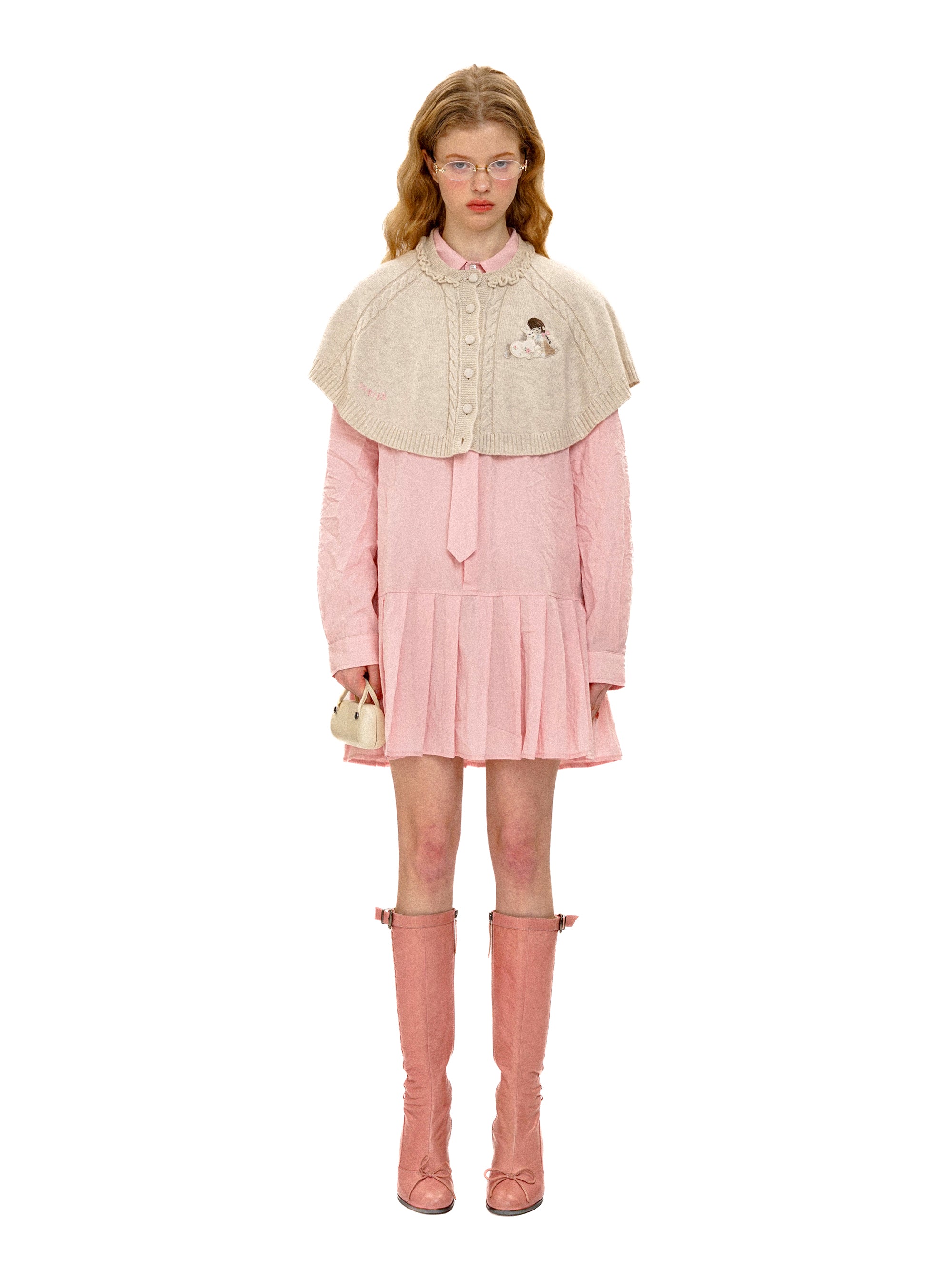 *Tie-pleated shirt dress