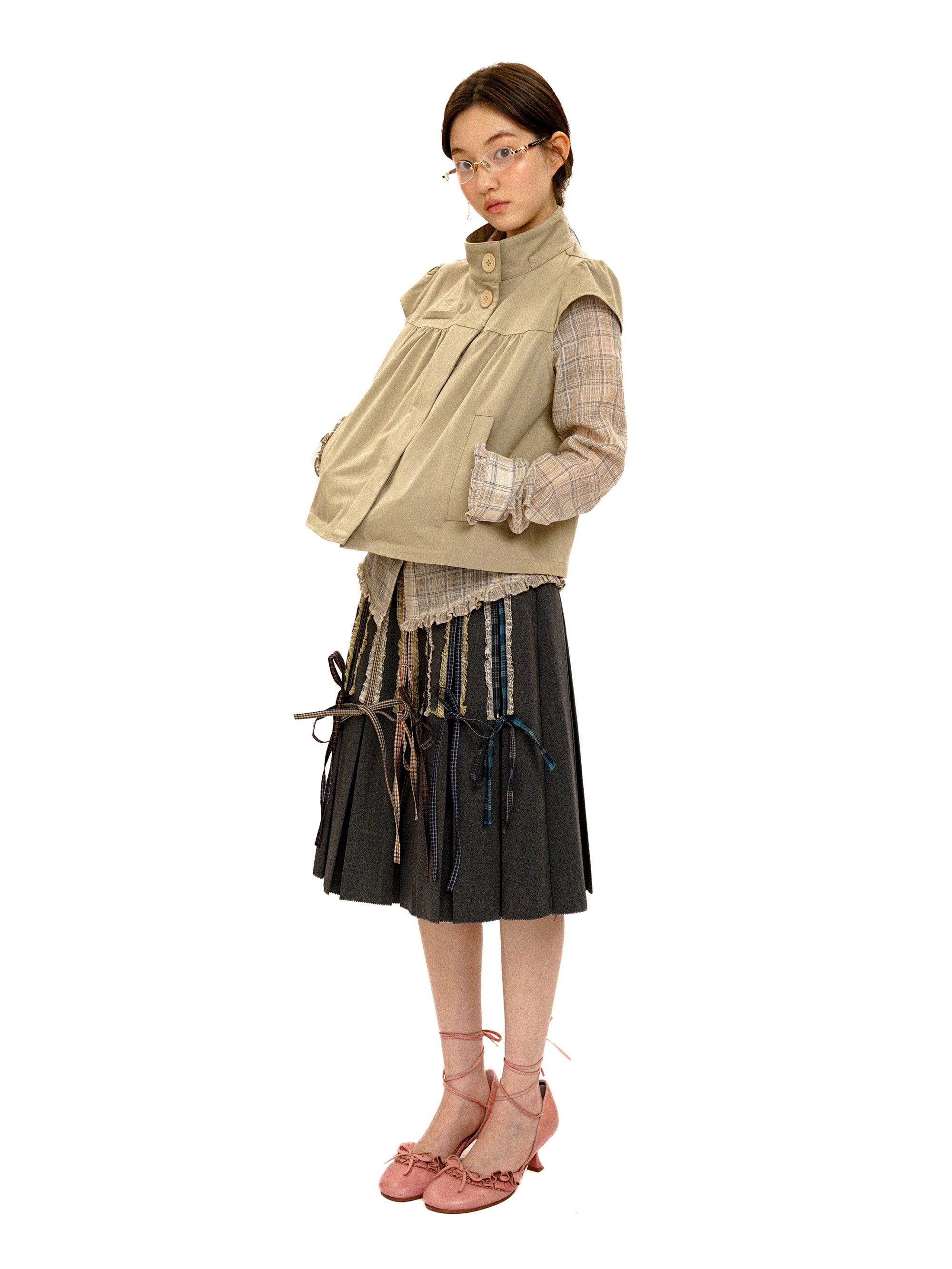 *Retro puff sleeve A-line short-sleeved jacket