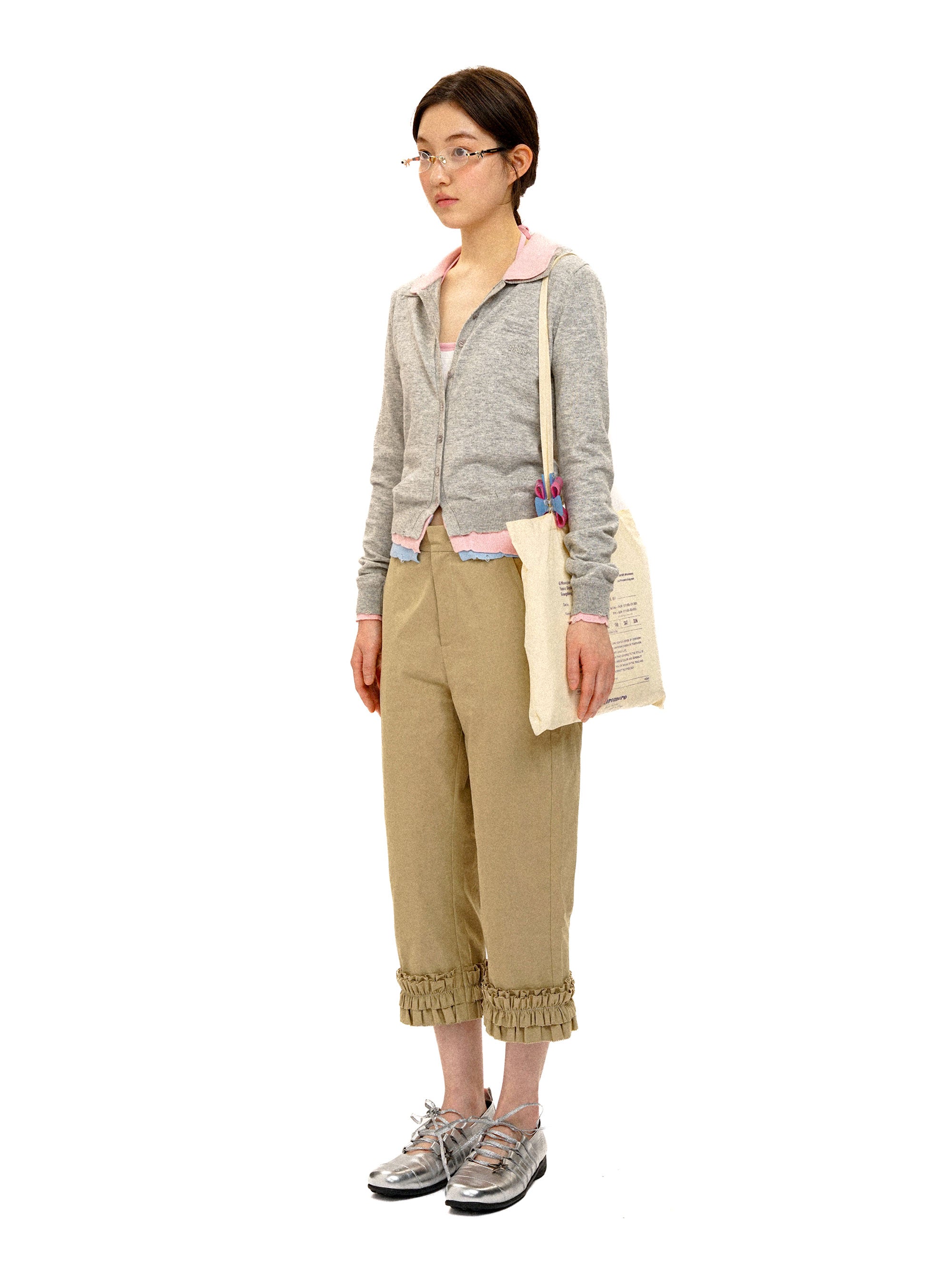*Color-blocked faux three-piece cardigan