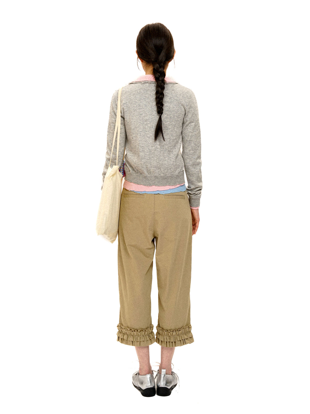 *Color-blocked faux three-piece cardigan