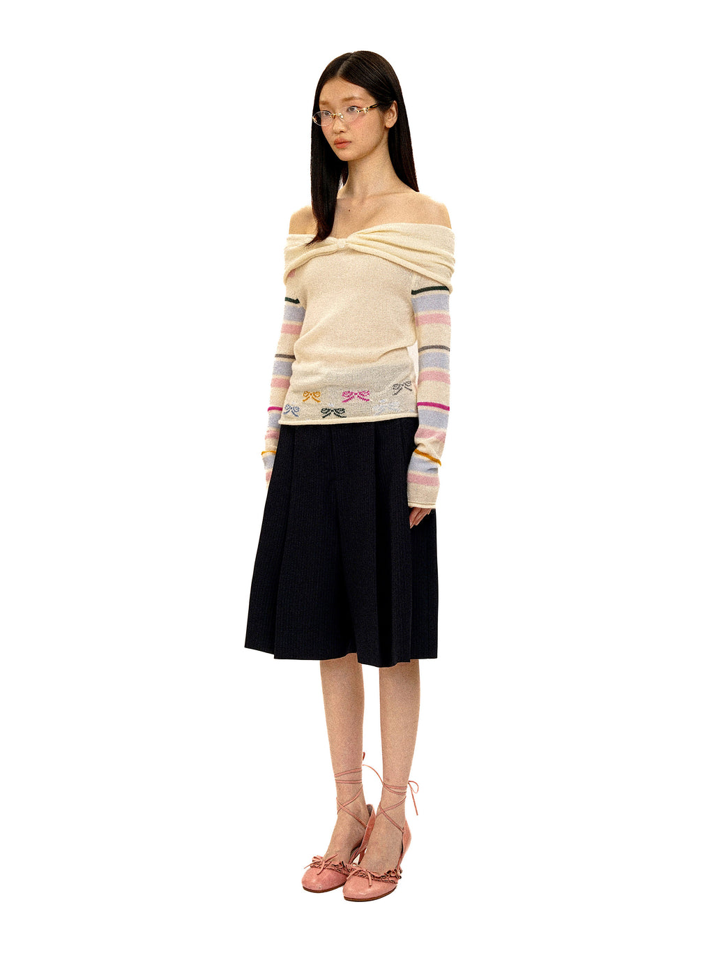 *Striped bow sweater
