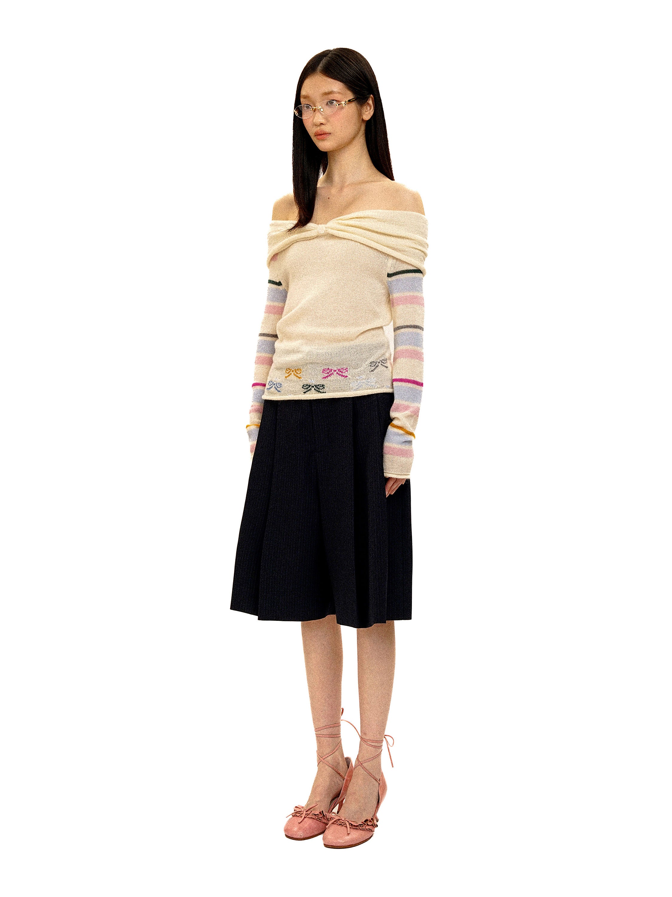 *Striped bow sweater