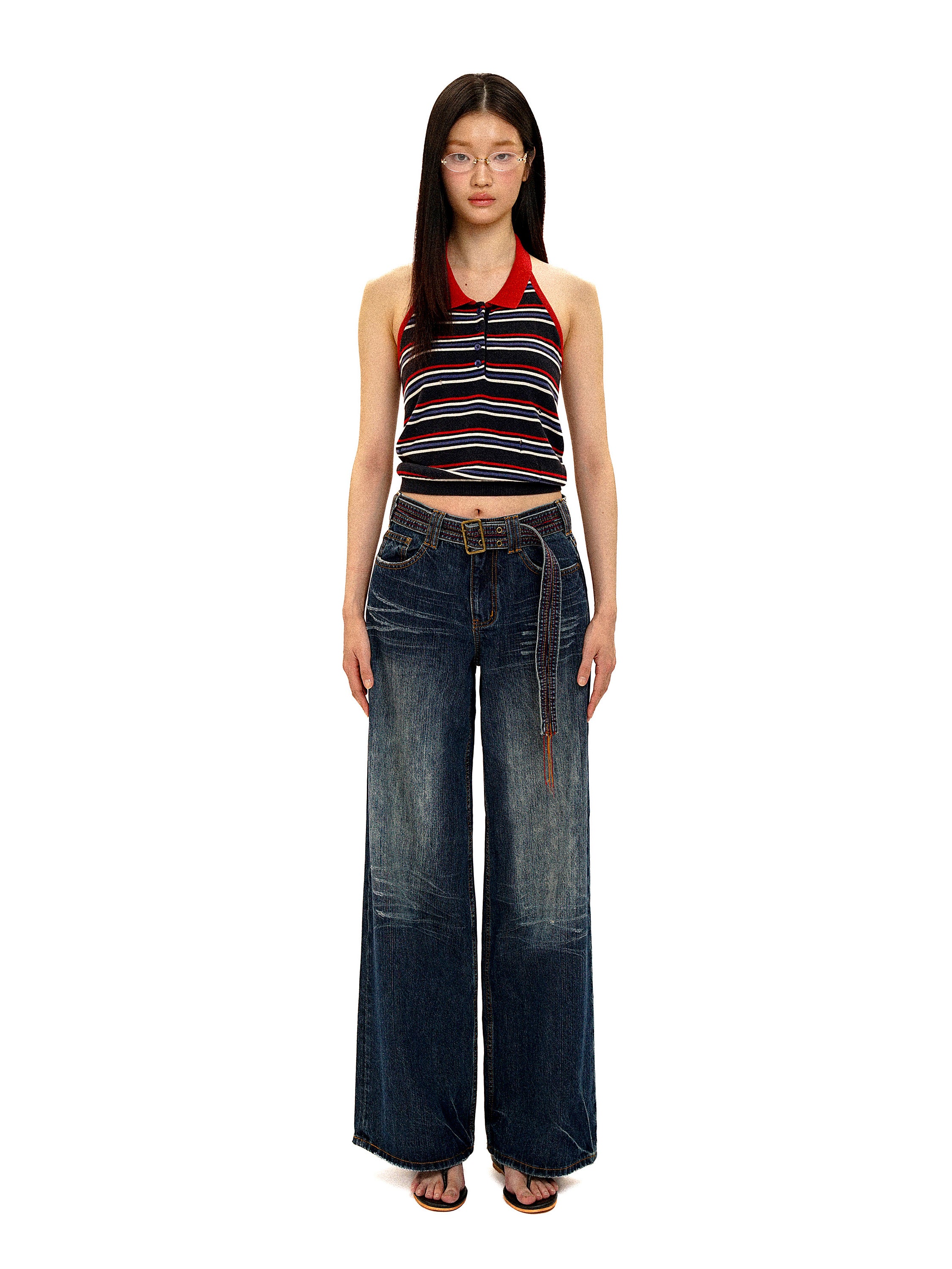 *Colored chain-belt jeans