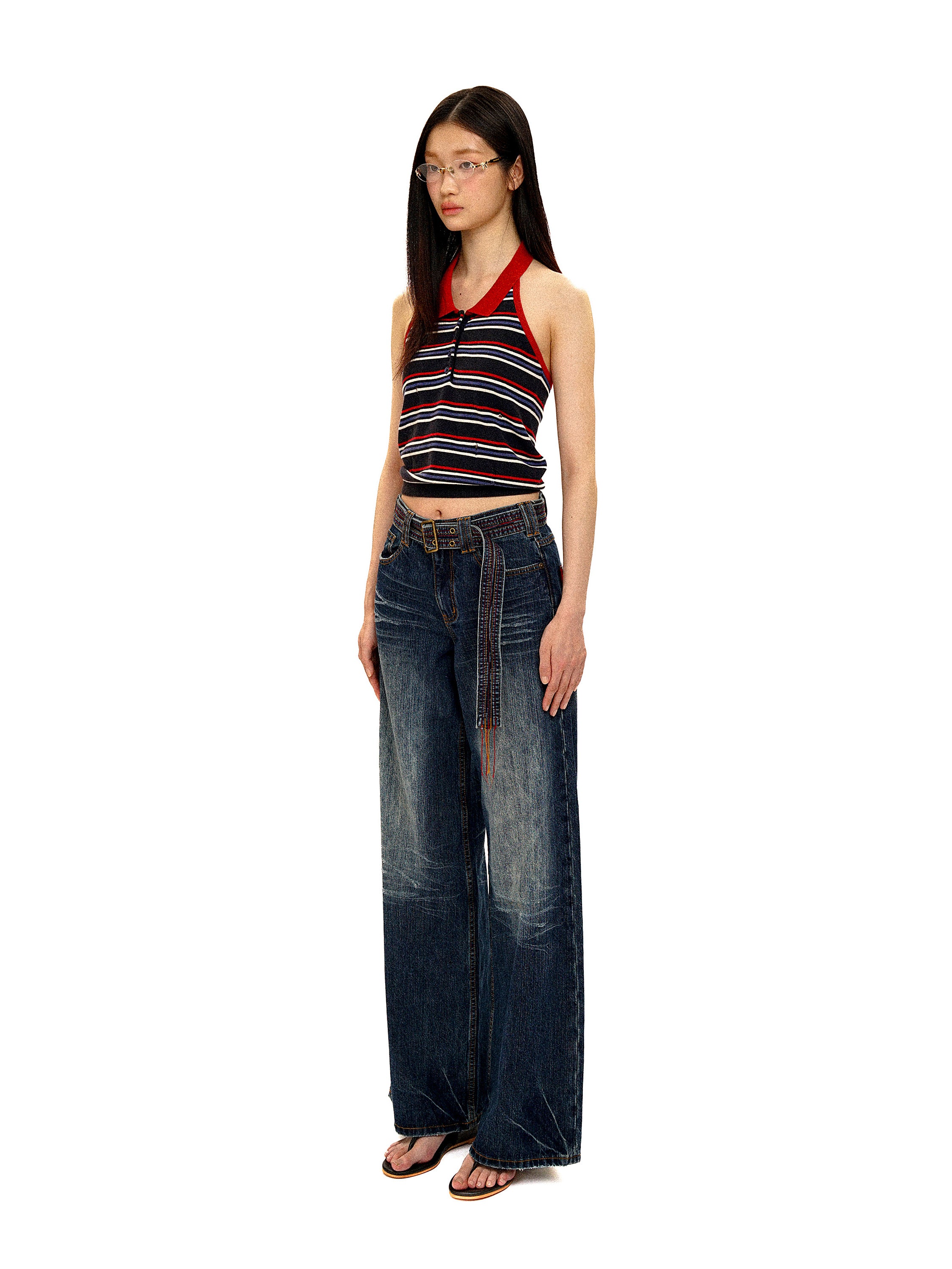 *Colored chain-belt jeans