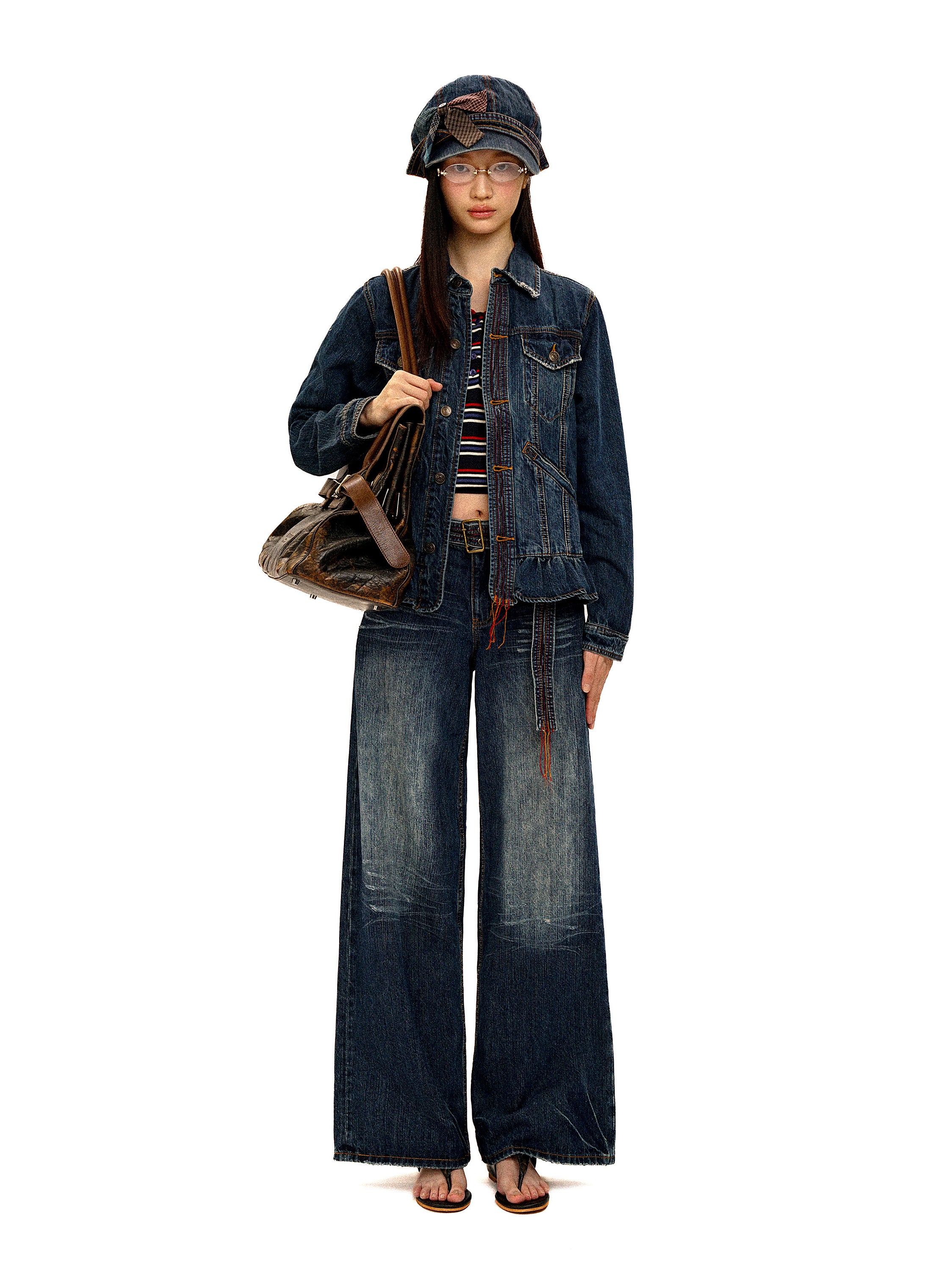 *Colored chain-belt jeans