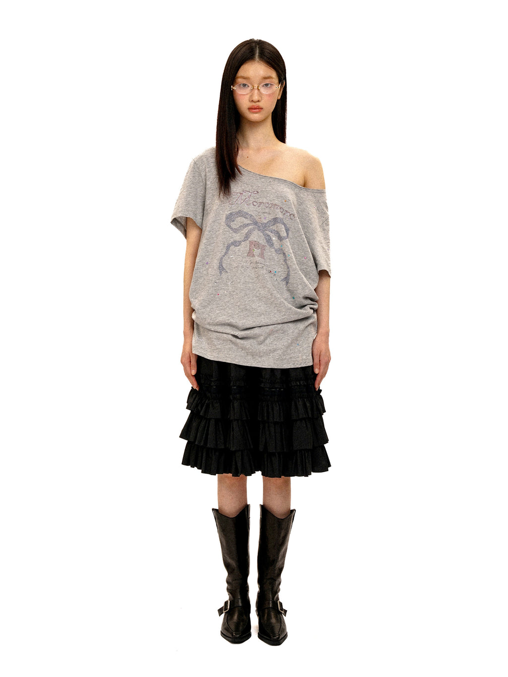 *Bow Print Short-Sleeve T-Shirt