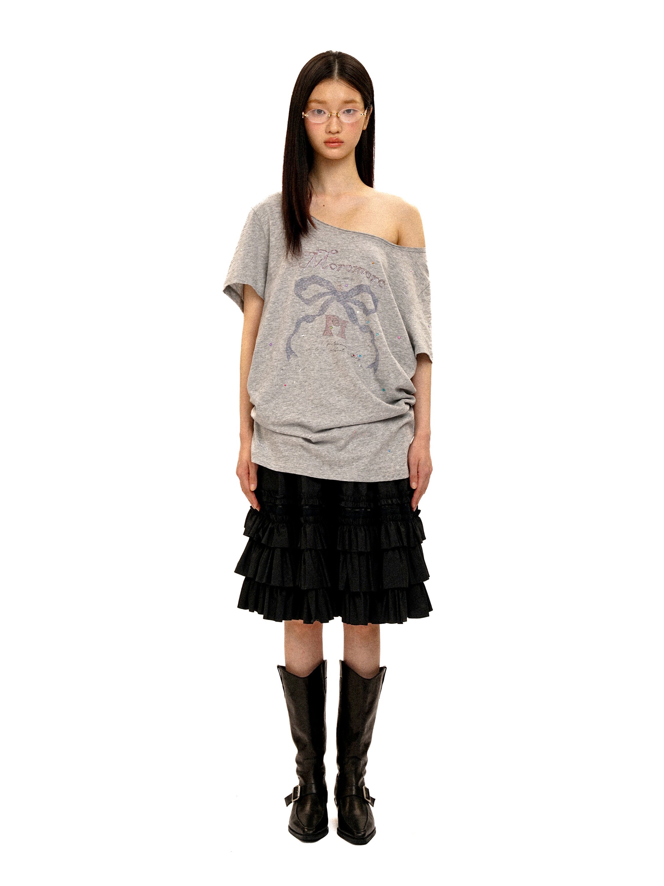 *Bow Print Short-Sleeve T-Shirt