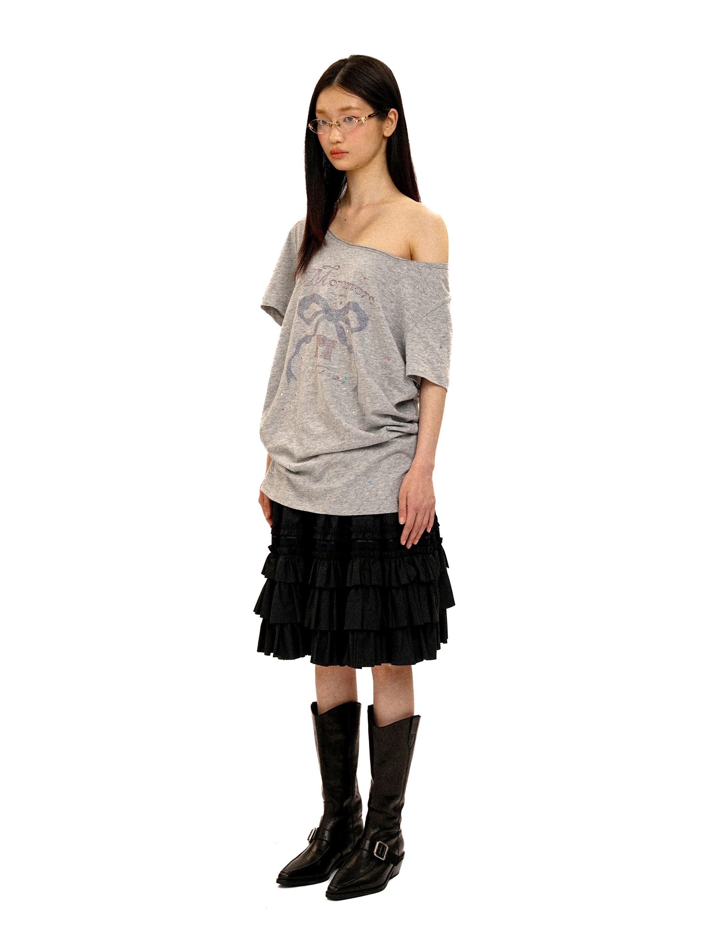 *Bow Print Short-Sleeve T-Shirt