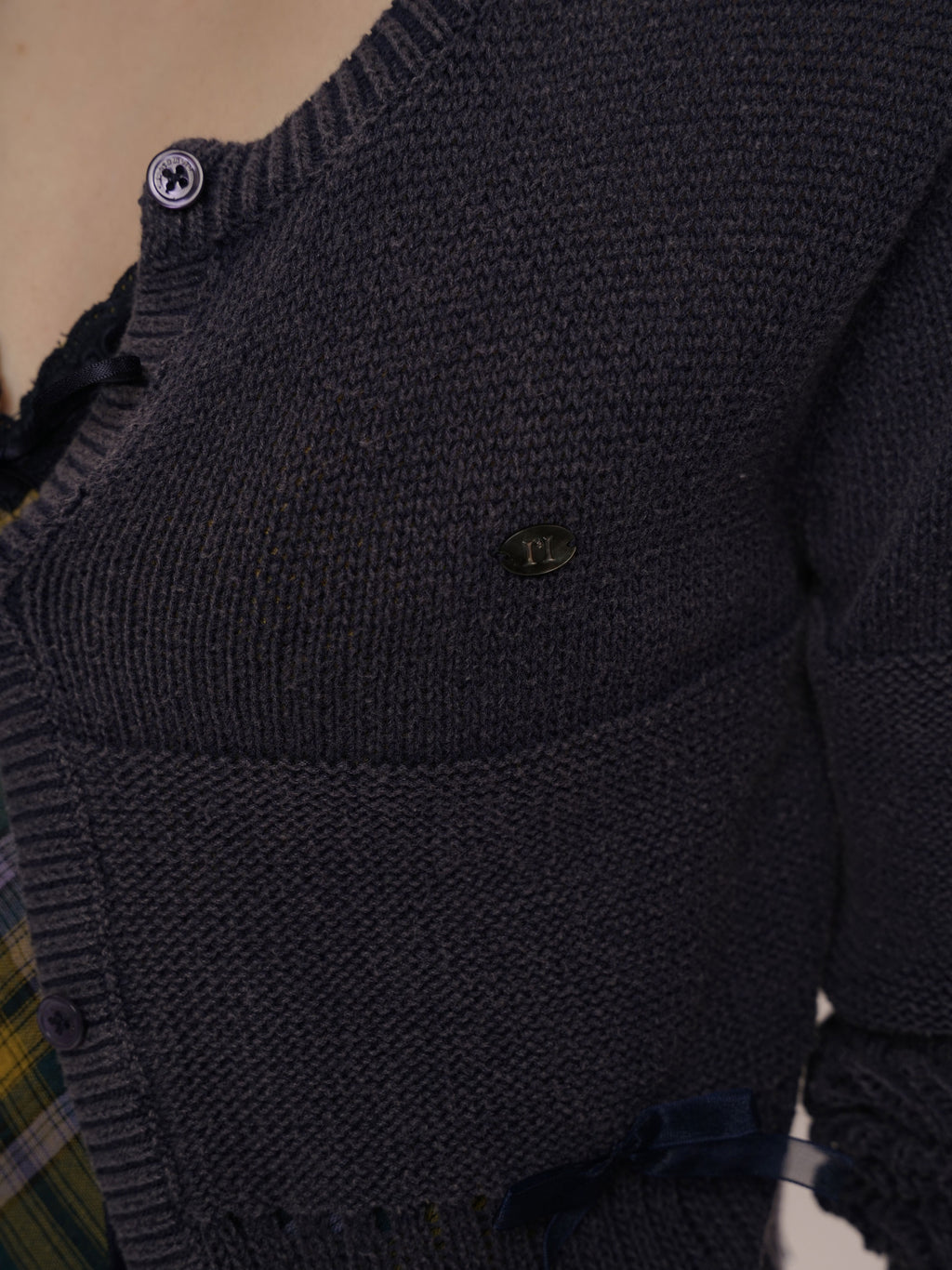 *Water-washed openwork mesh cardigan
