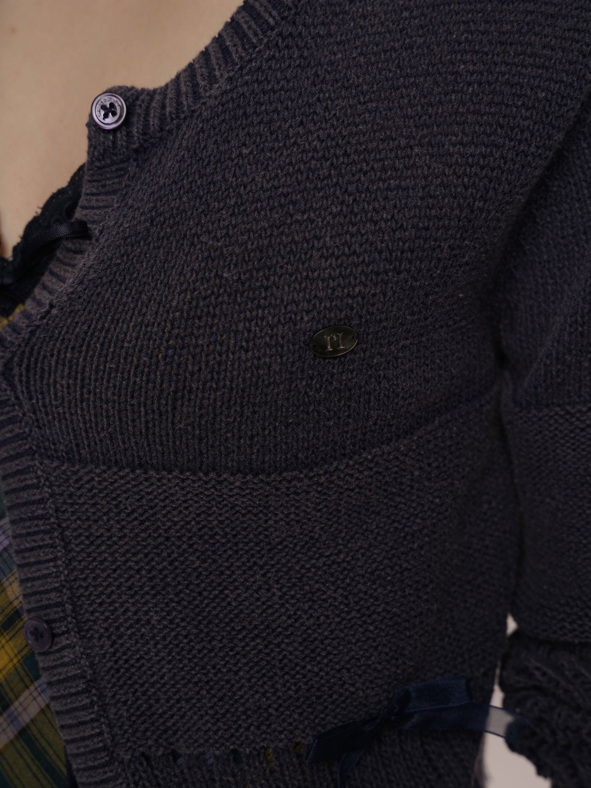 *Water-washed openwork mesh cardigan