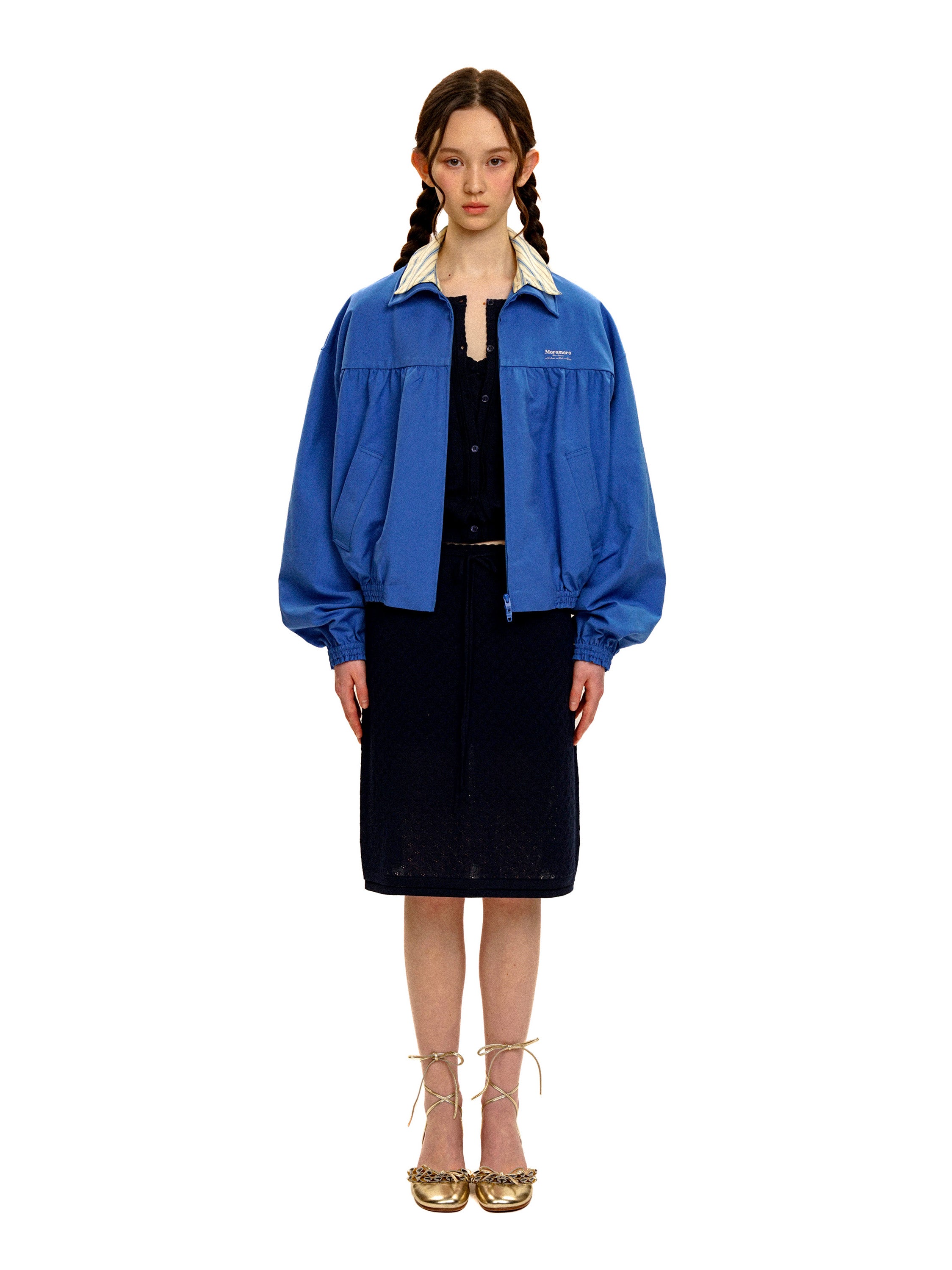 *Faux two-piece shirt collar jacket