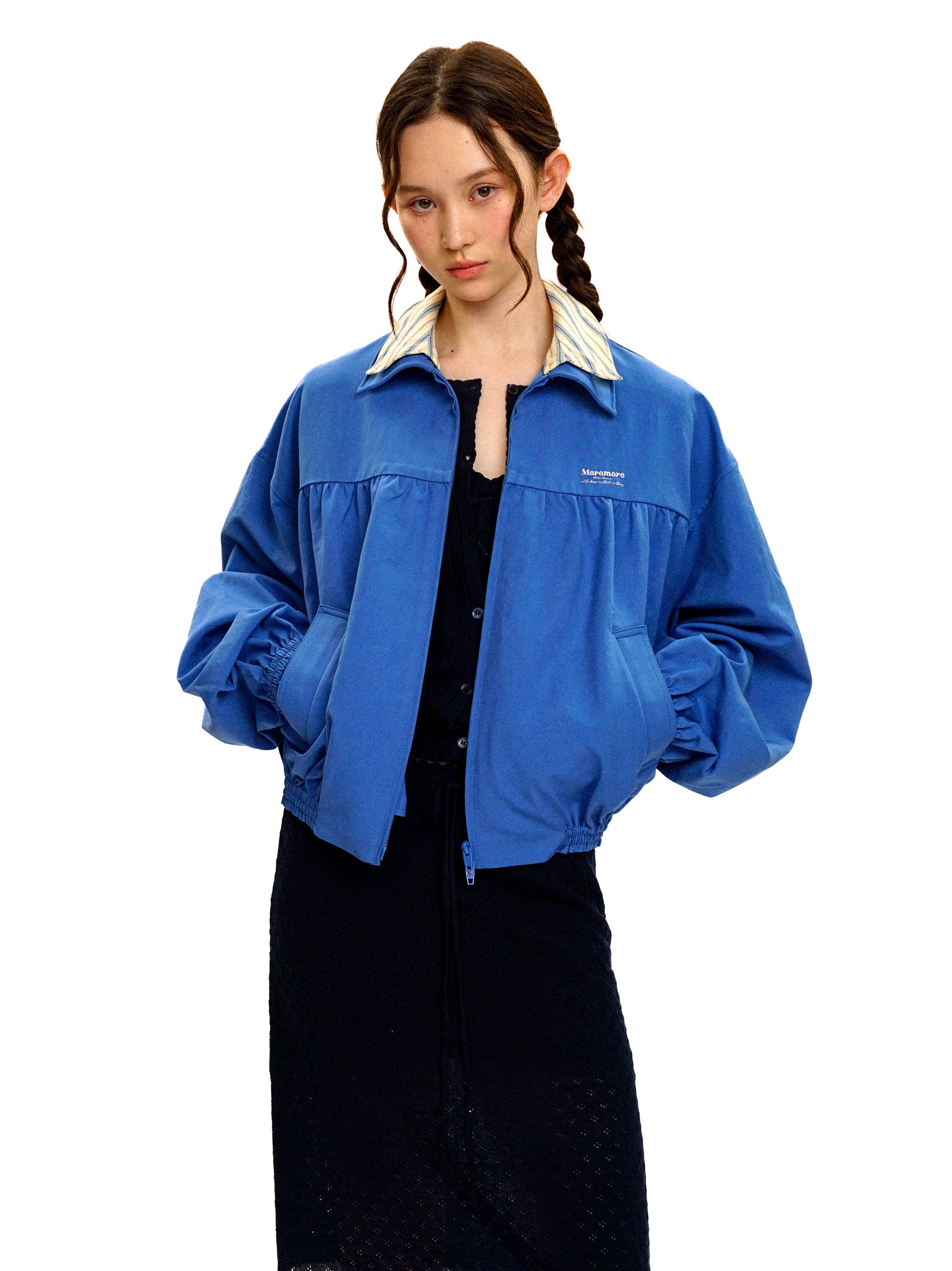 *Faux two-piece shirt collar jacket