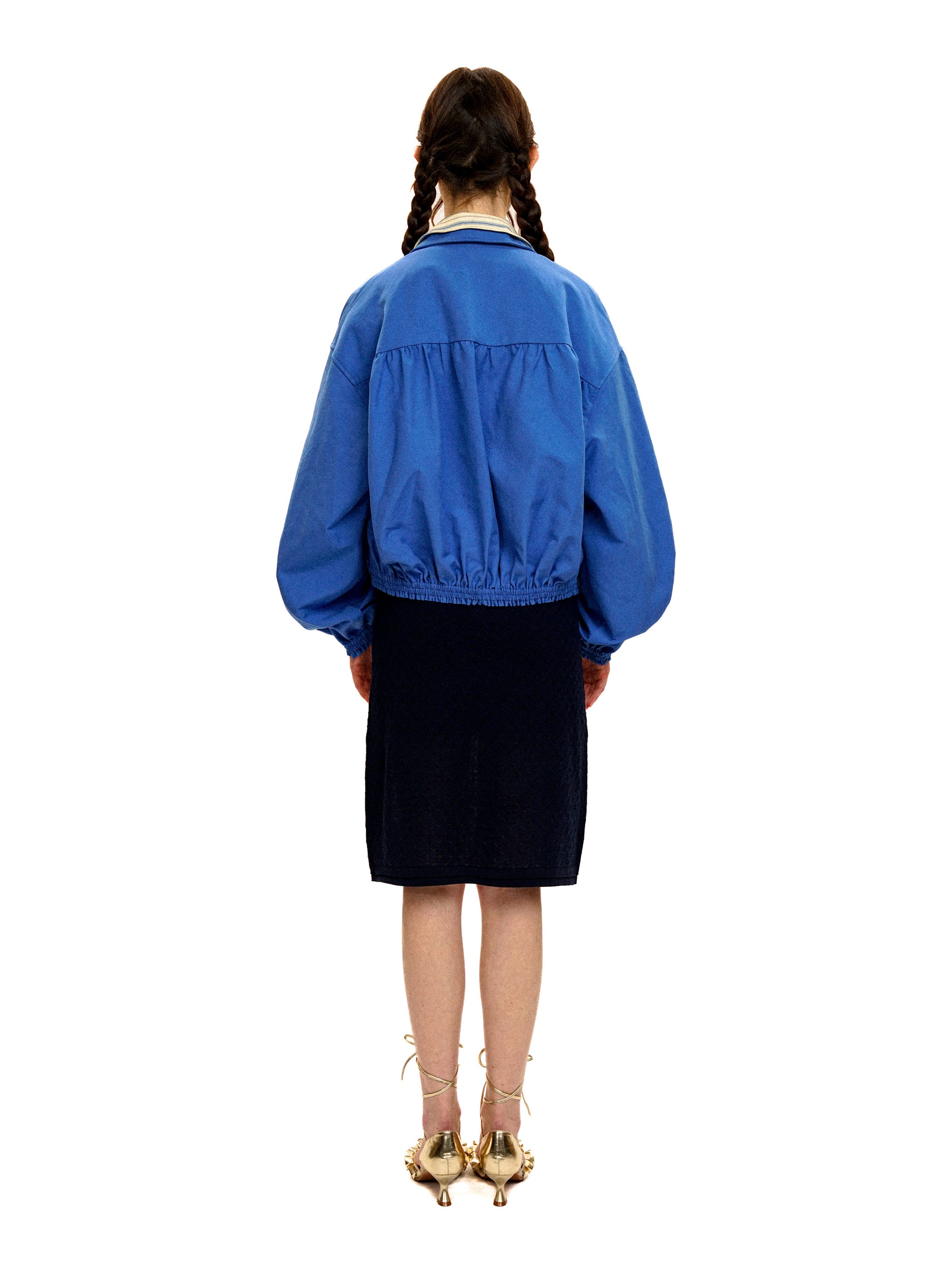 *Faux two-piece shirt collar jacket