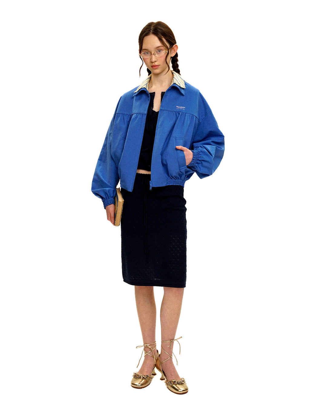 *Faux two-piece shirt collar jacket
