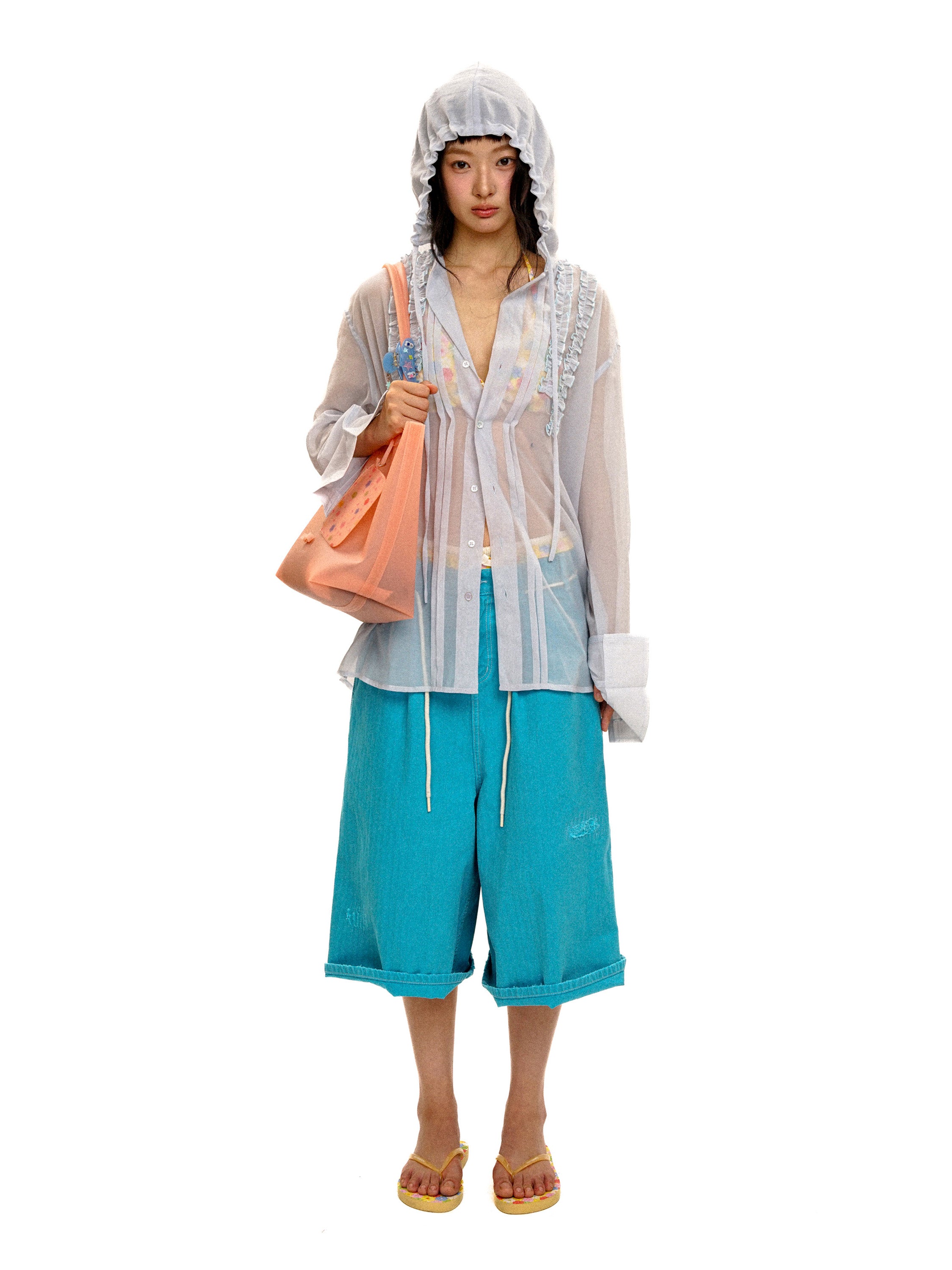 *Ruffled hooded shirt