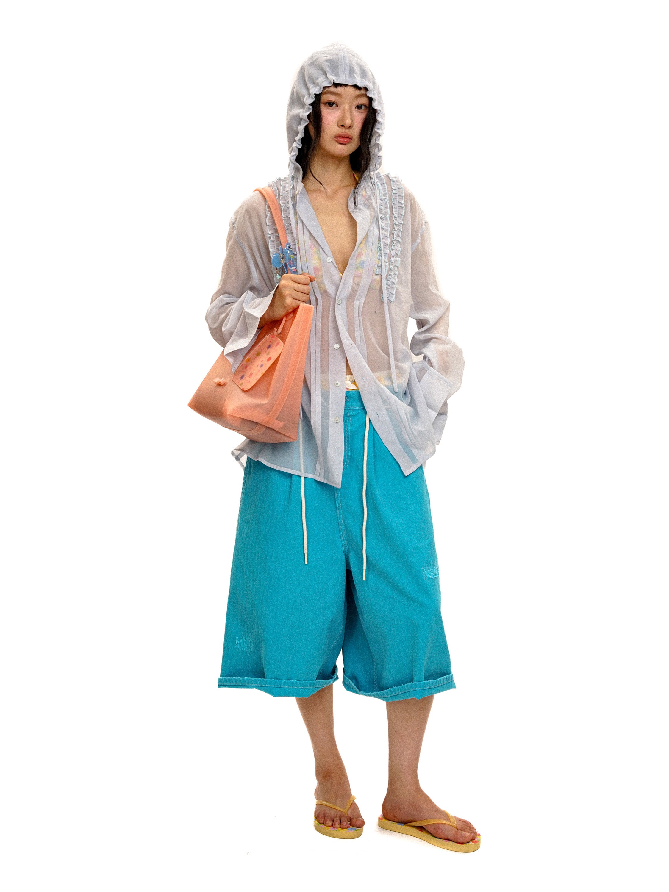 *Ruffled hooded shirt