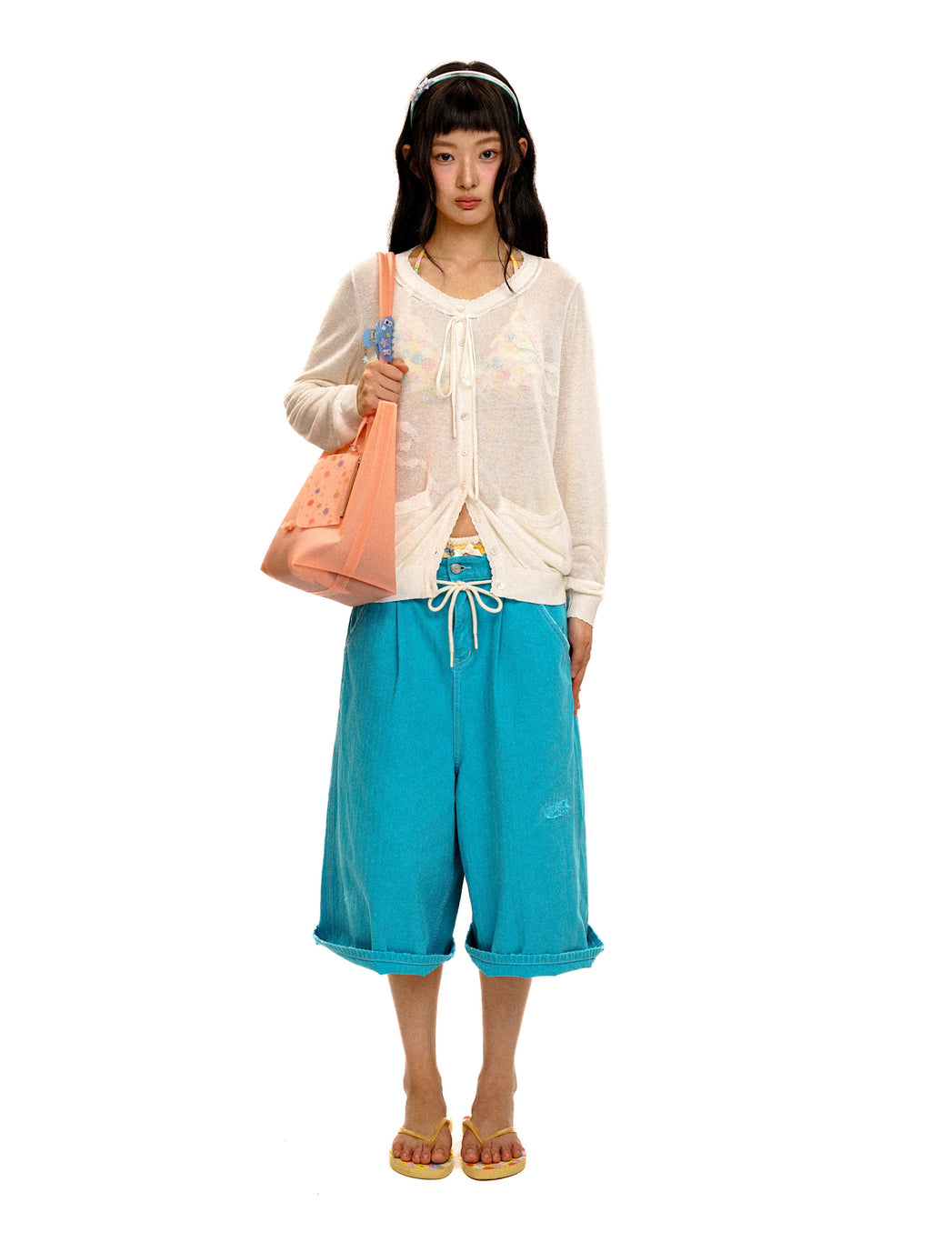 *Bow-tie jacquard cardigan