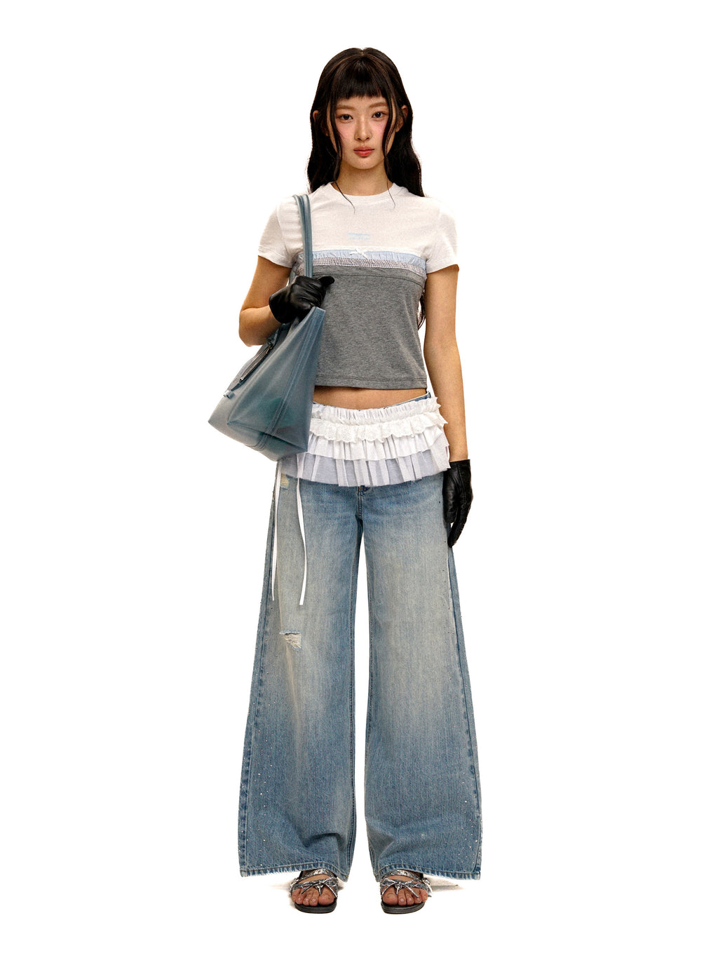 *Spliced short T-shirt