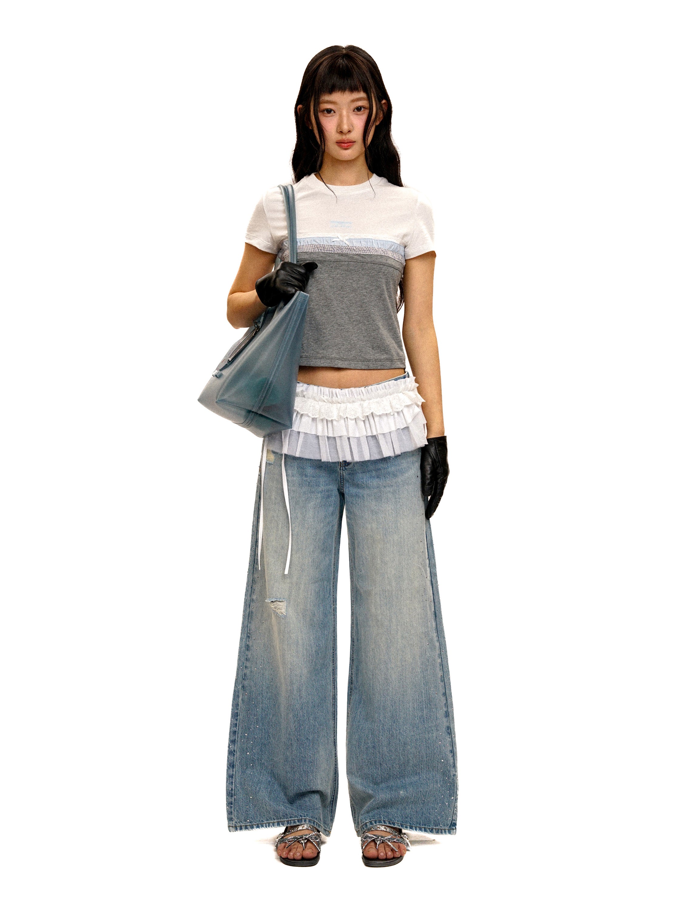 *Spliced short T-shirt