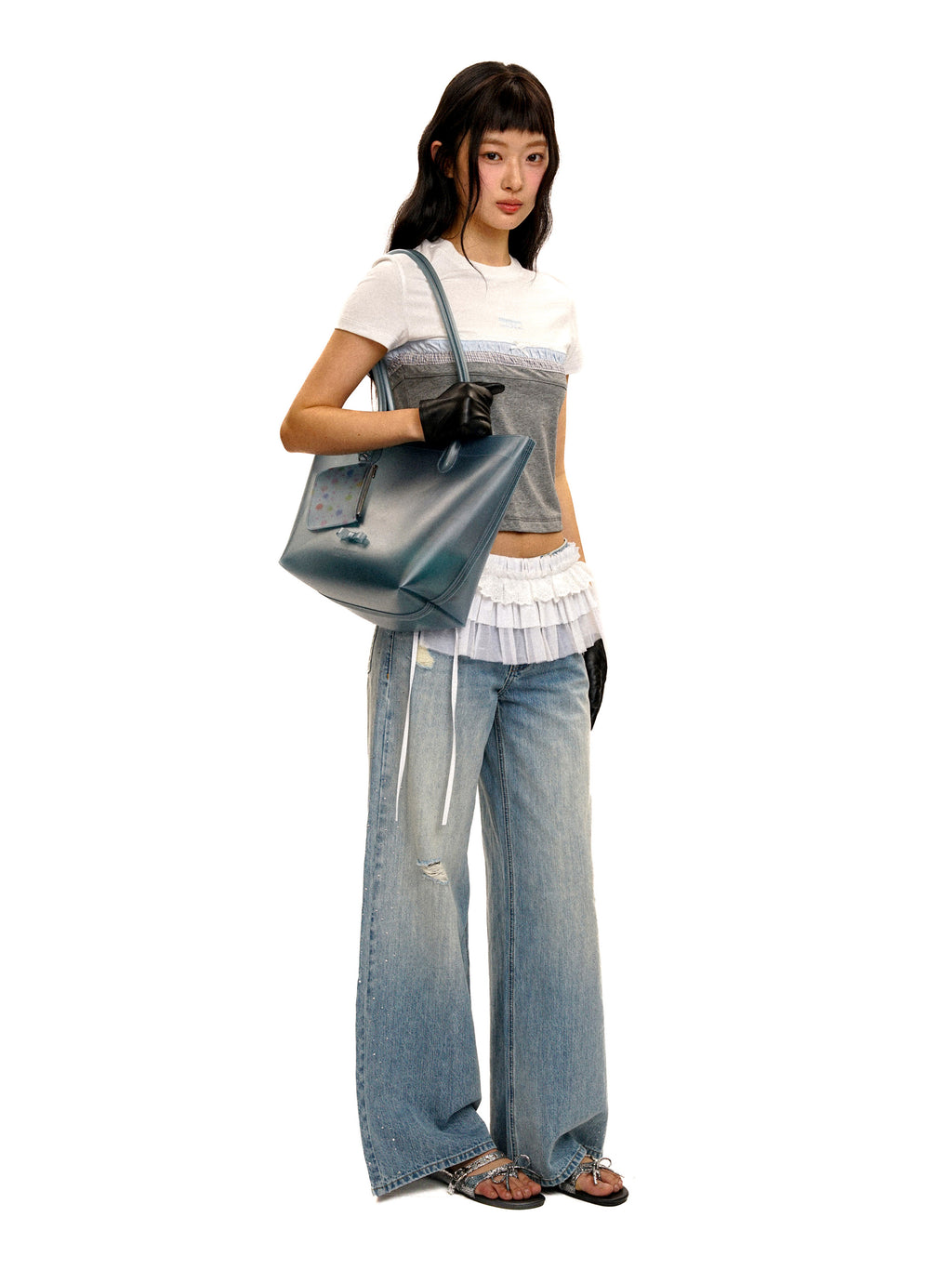 *Spliced short T-shirt