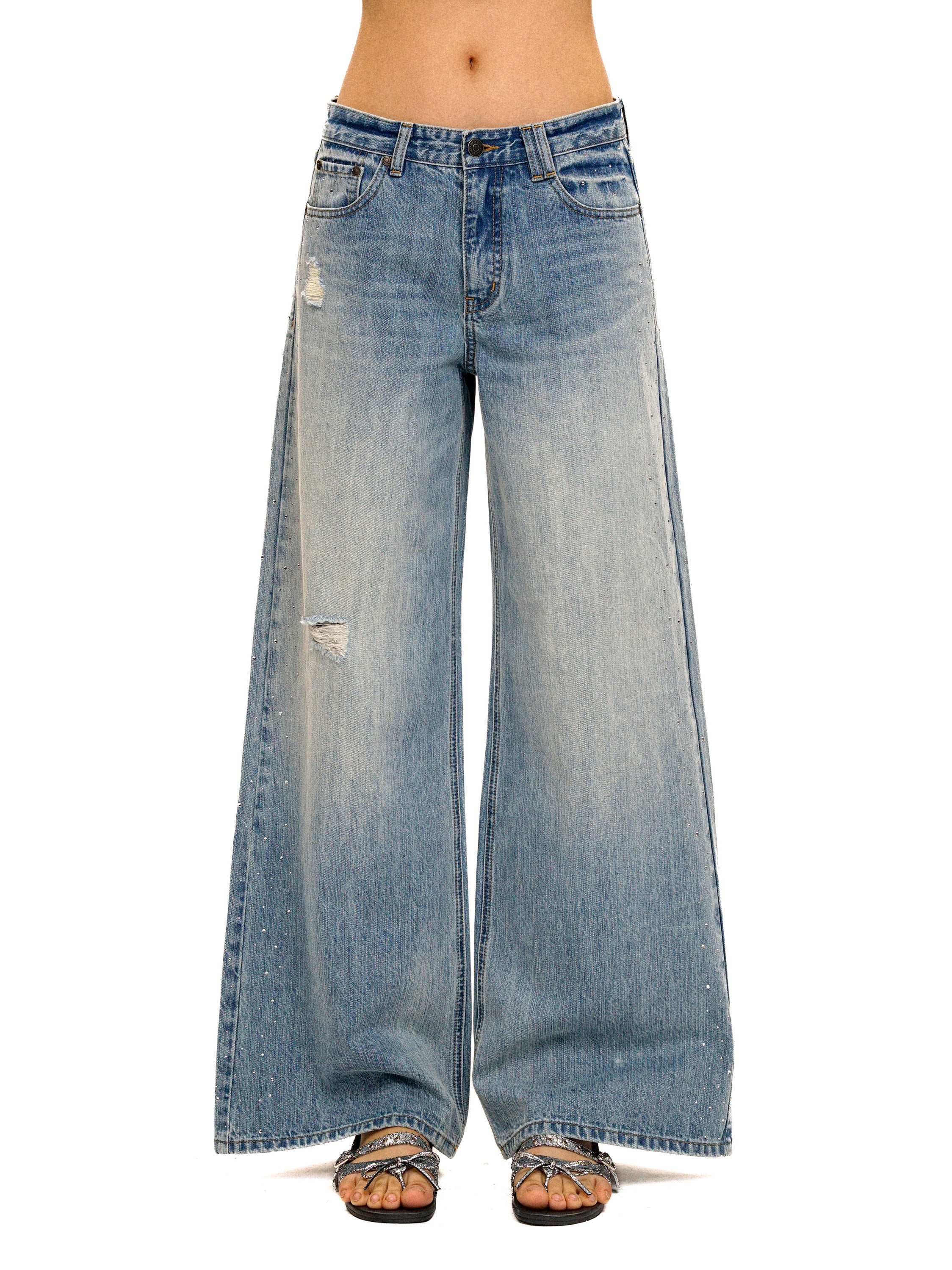 *Rhinestone straight-leg jeans