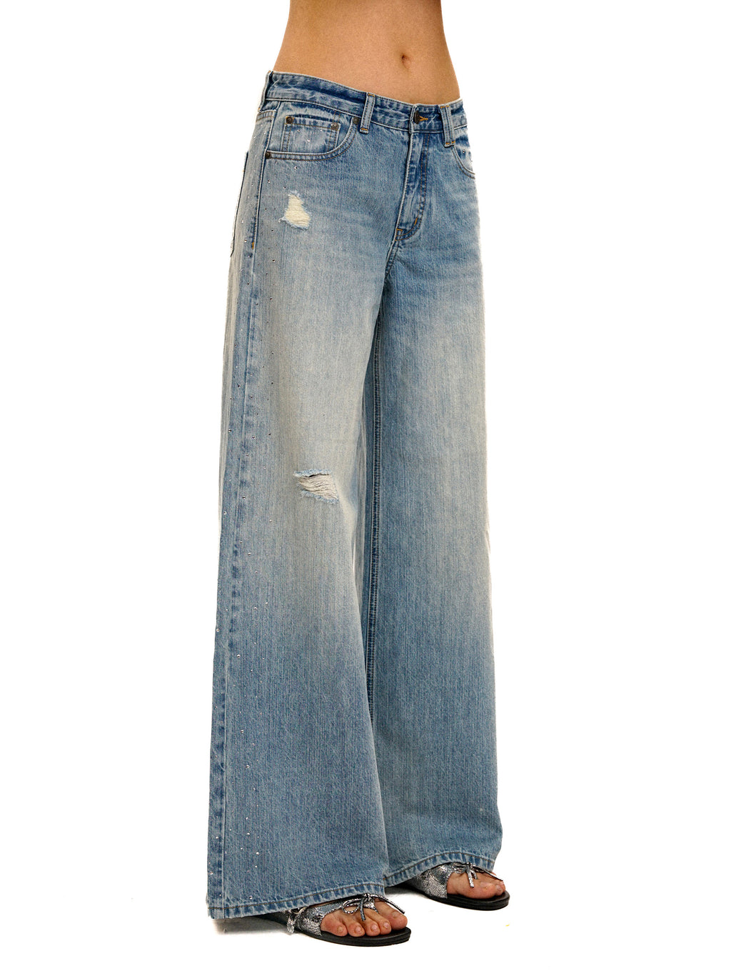 *Rhinestone straight-leg jeans