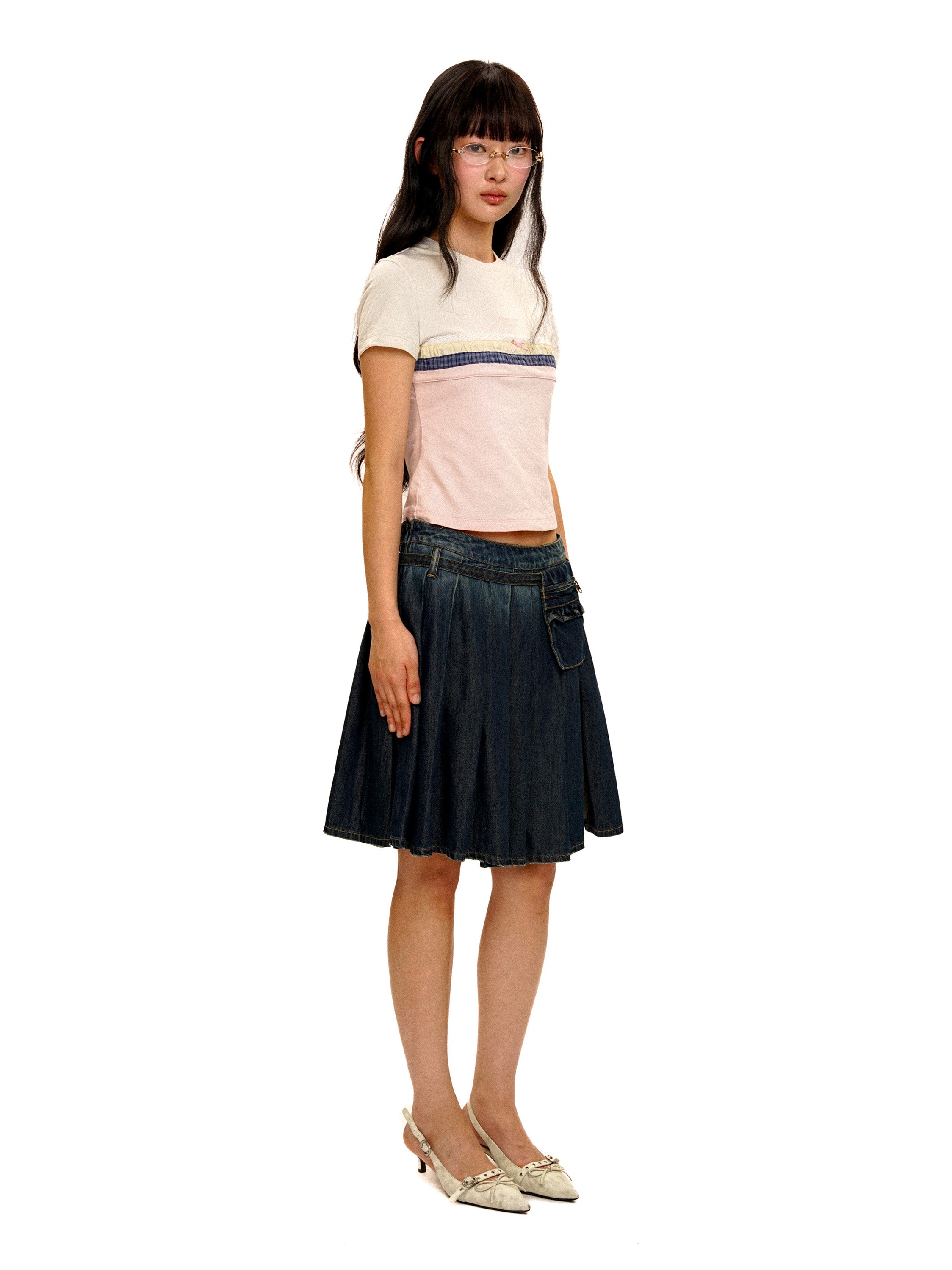 *Spliced short T-shirt