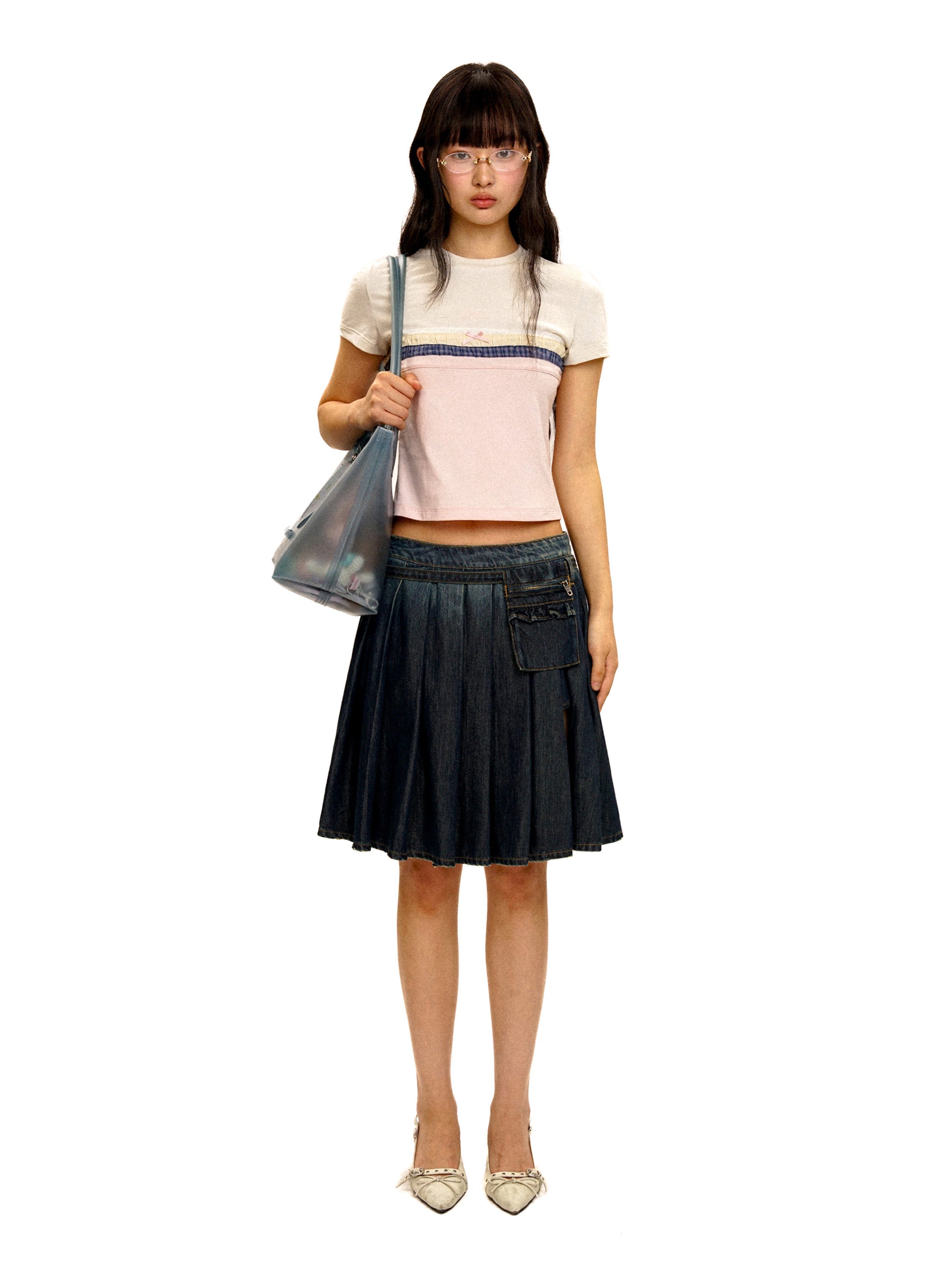 *Spliced short T-shirt