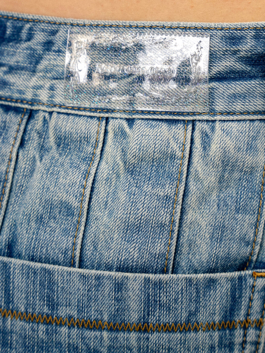 *Pleated denim mini skirt