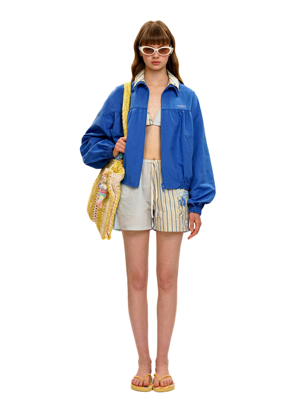 *Faux two-piece shirt collar jacket
