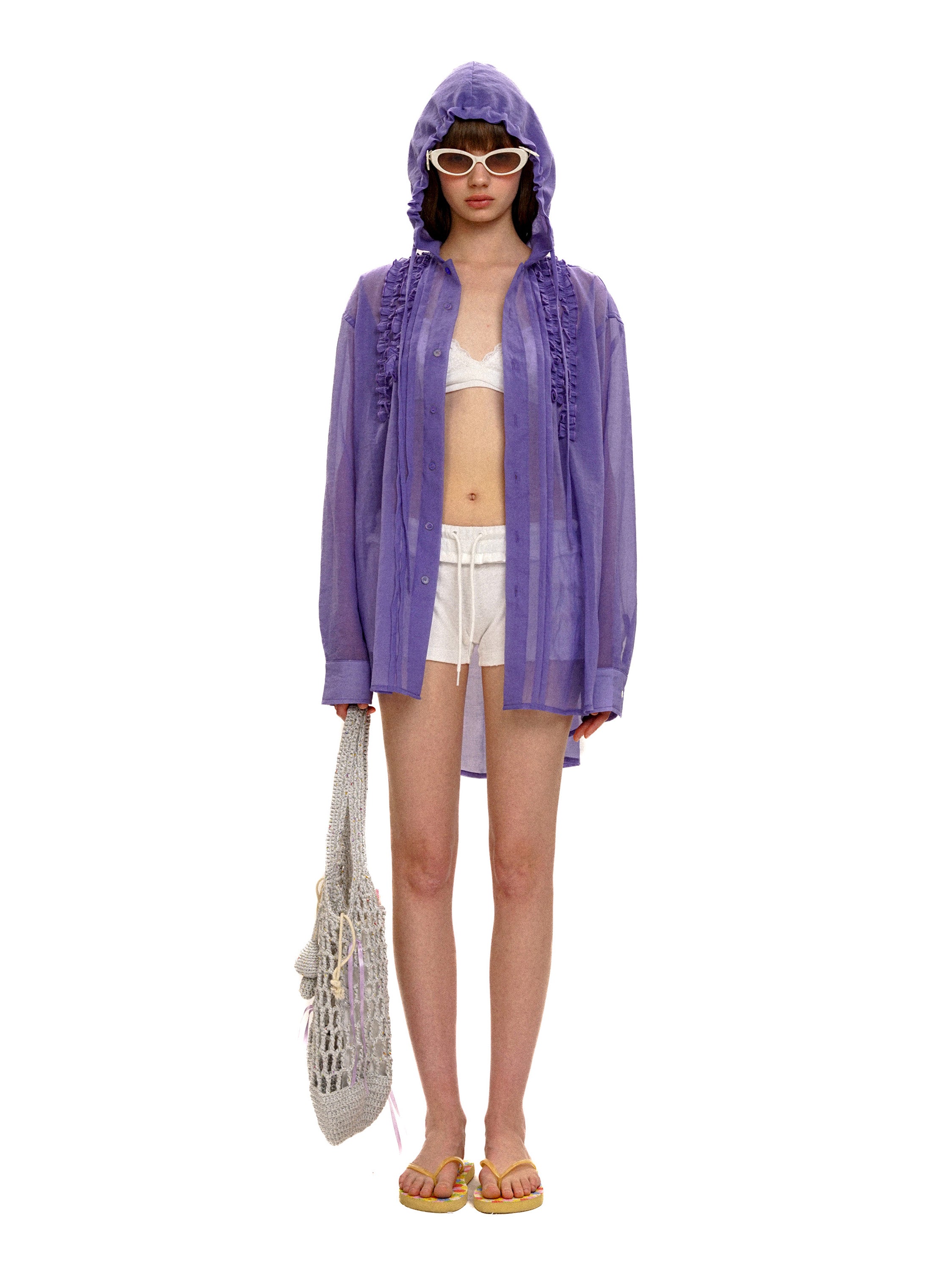 *Ruffled hooded shirt