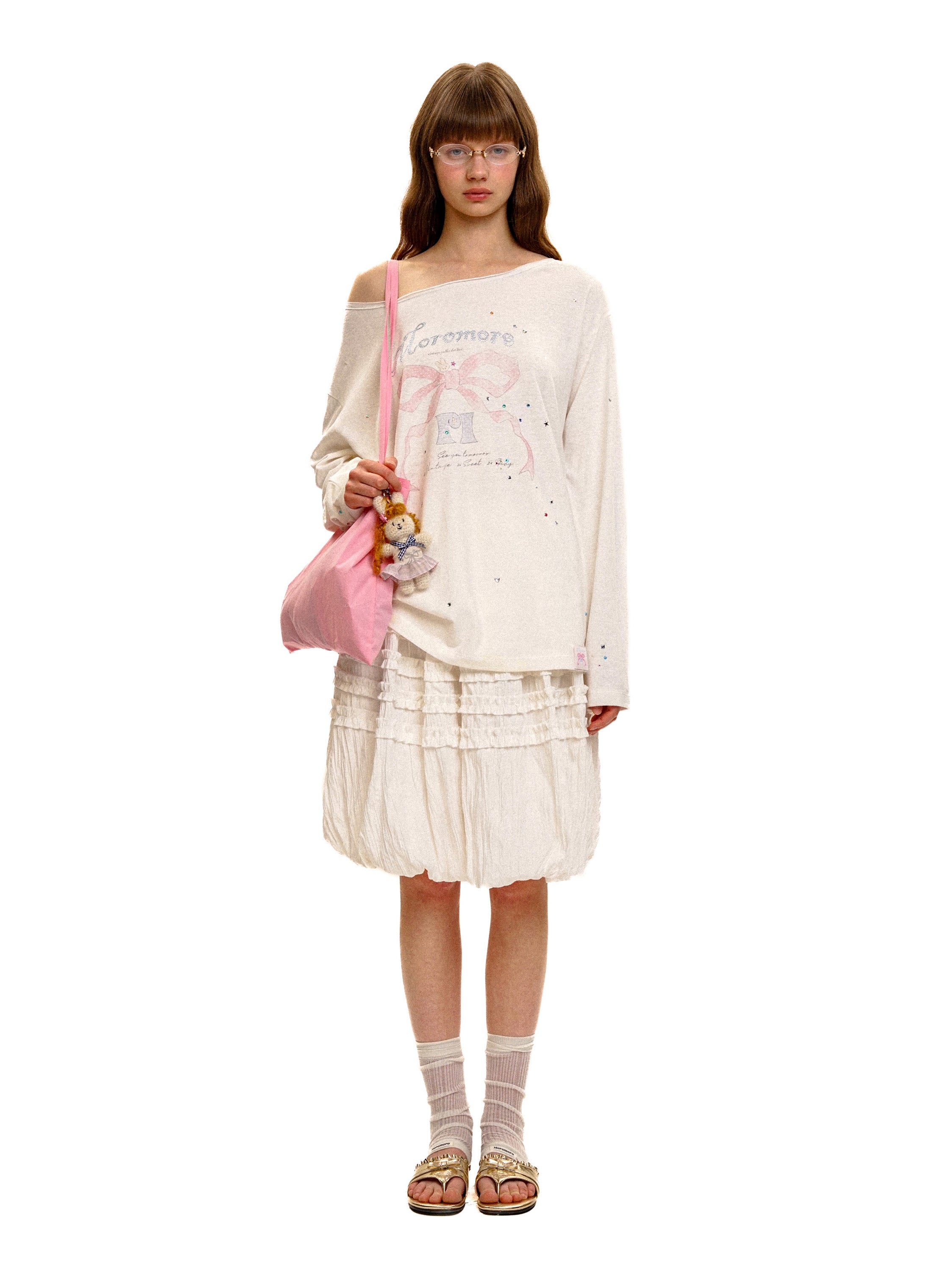*Textured pleated lace tulip skirt