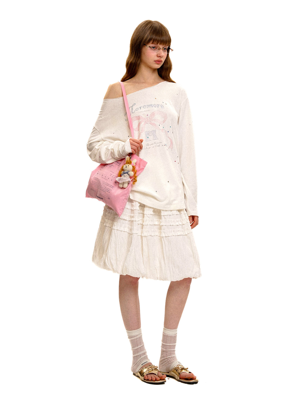 *Textured pleated lace tulip skirt