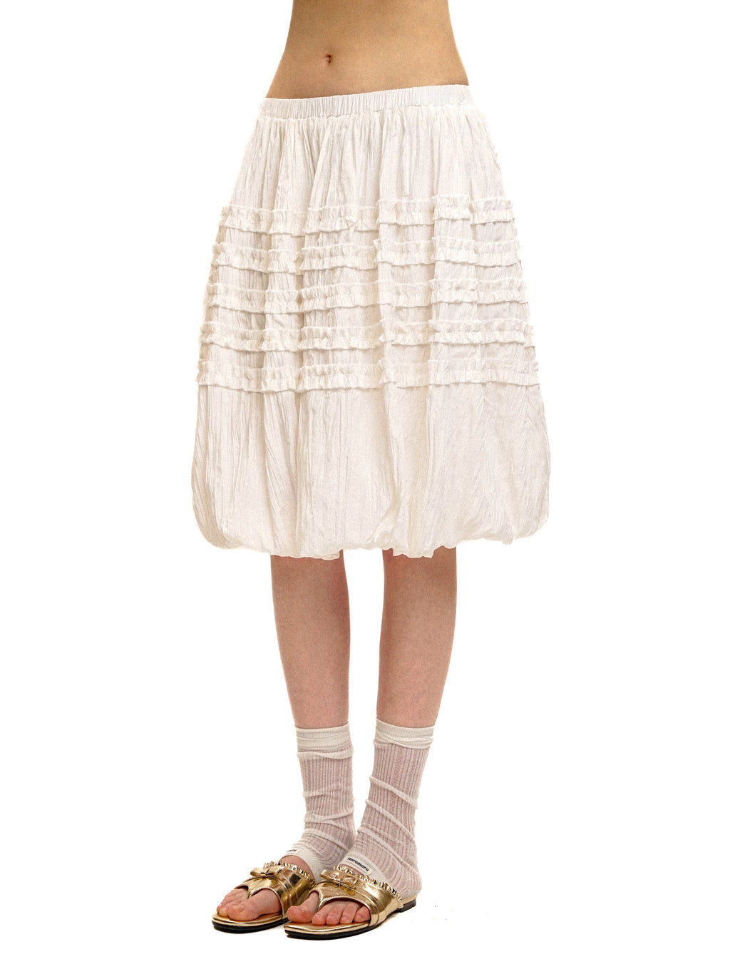 *Textured pleated lace tulip skirt