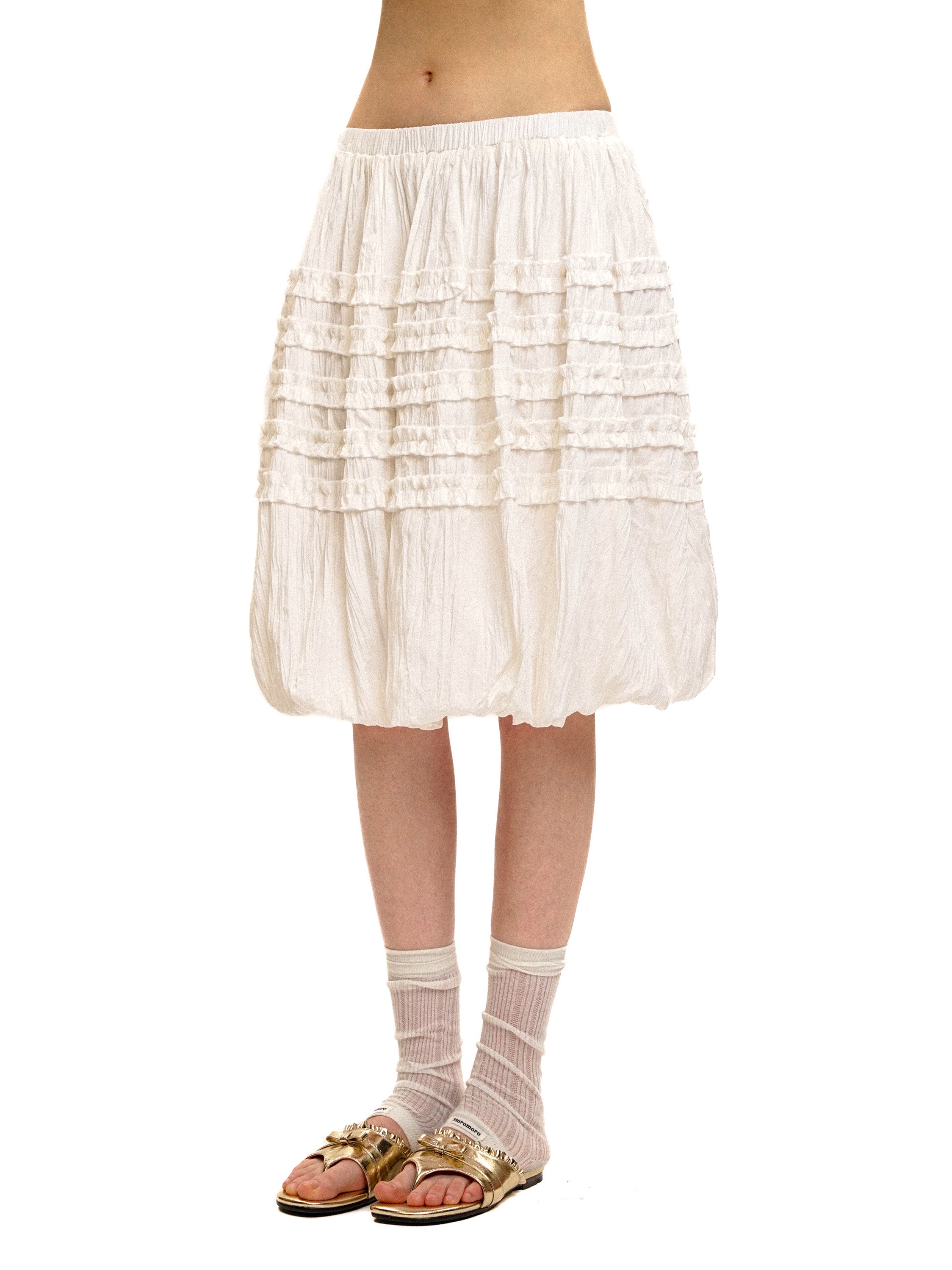 *Textured pleated lace tulip skirt