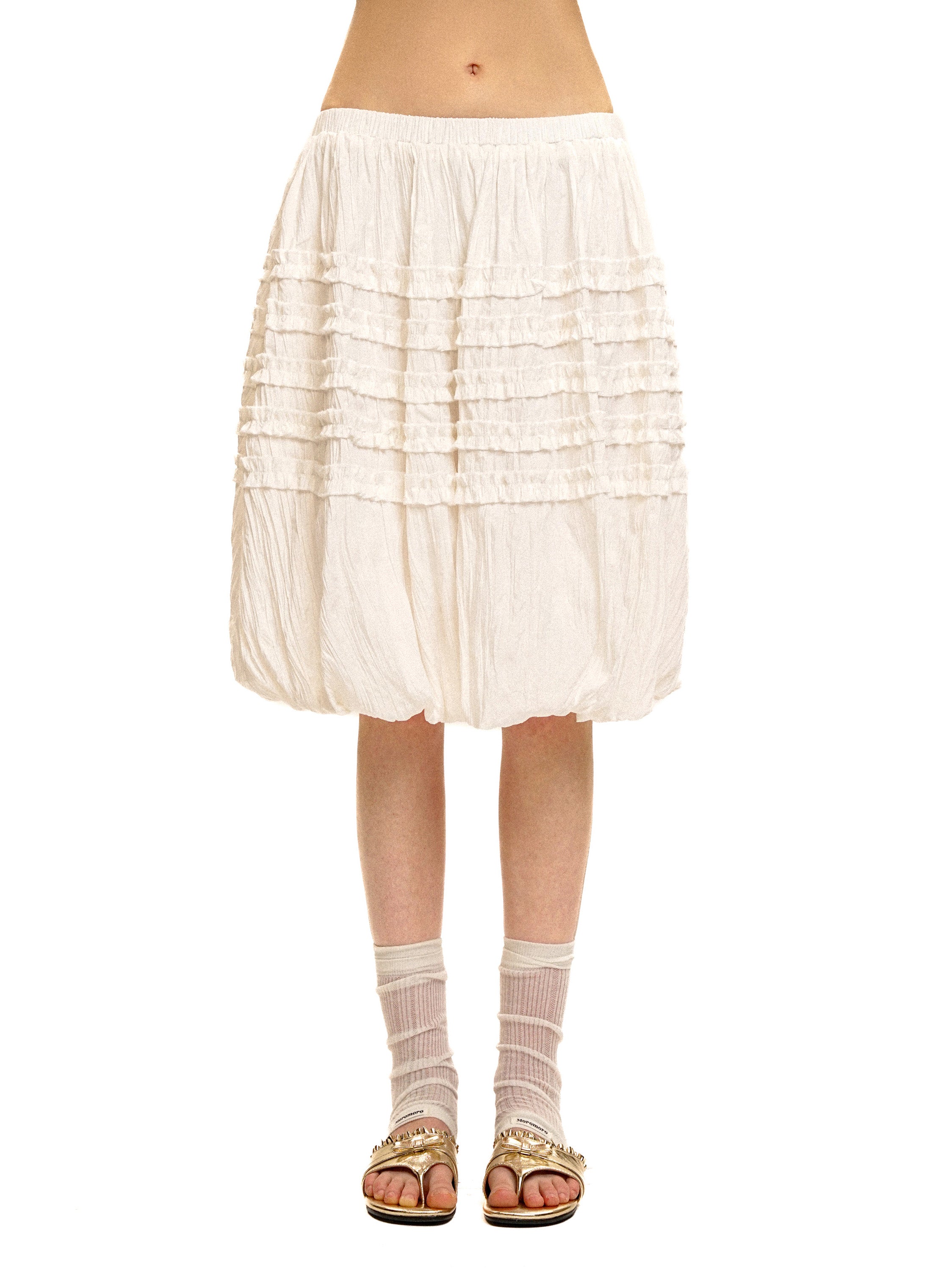 *Textured pleated lace tulip skirt
