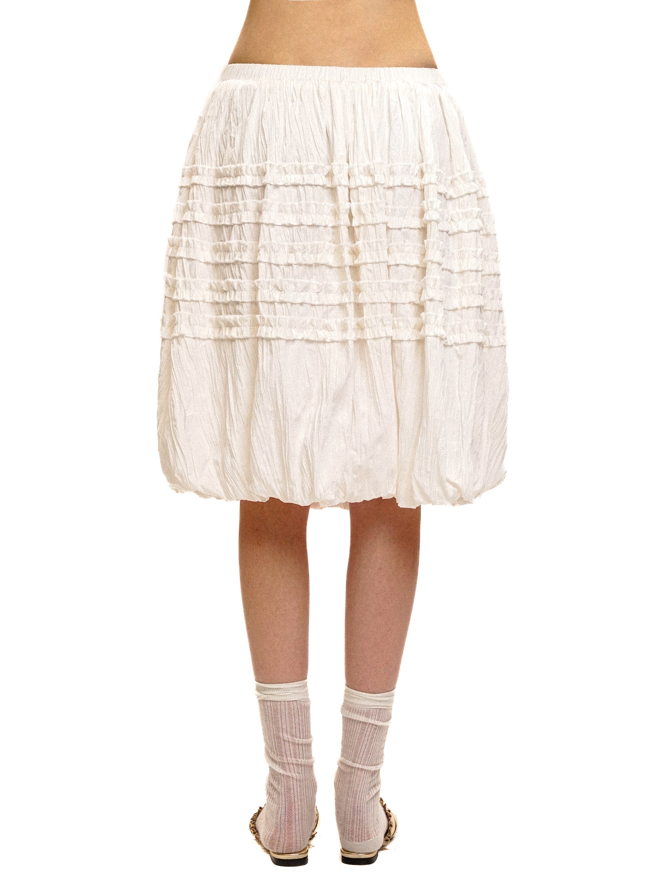 *Textured pleated lace tulip skirt