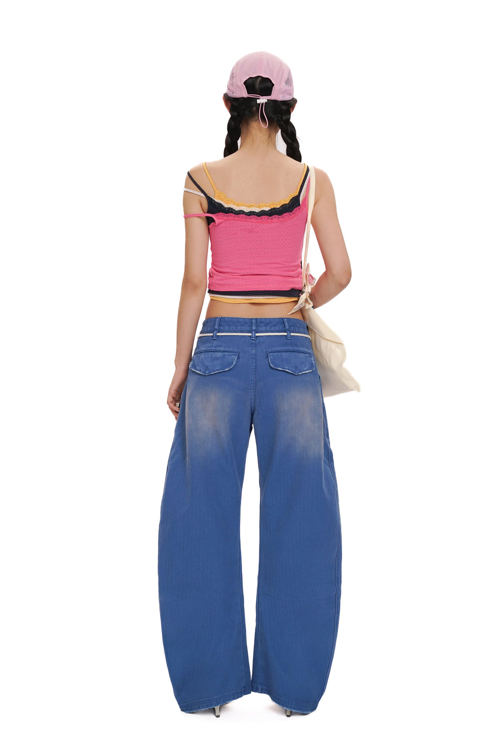 Three-piece printed contrast faux spaghetti strap vest