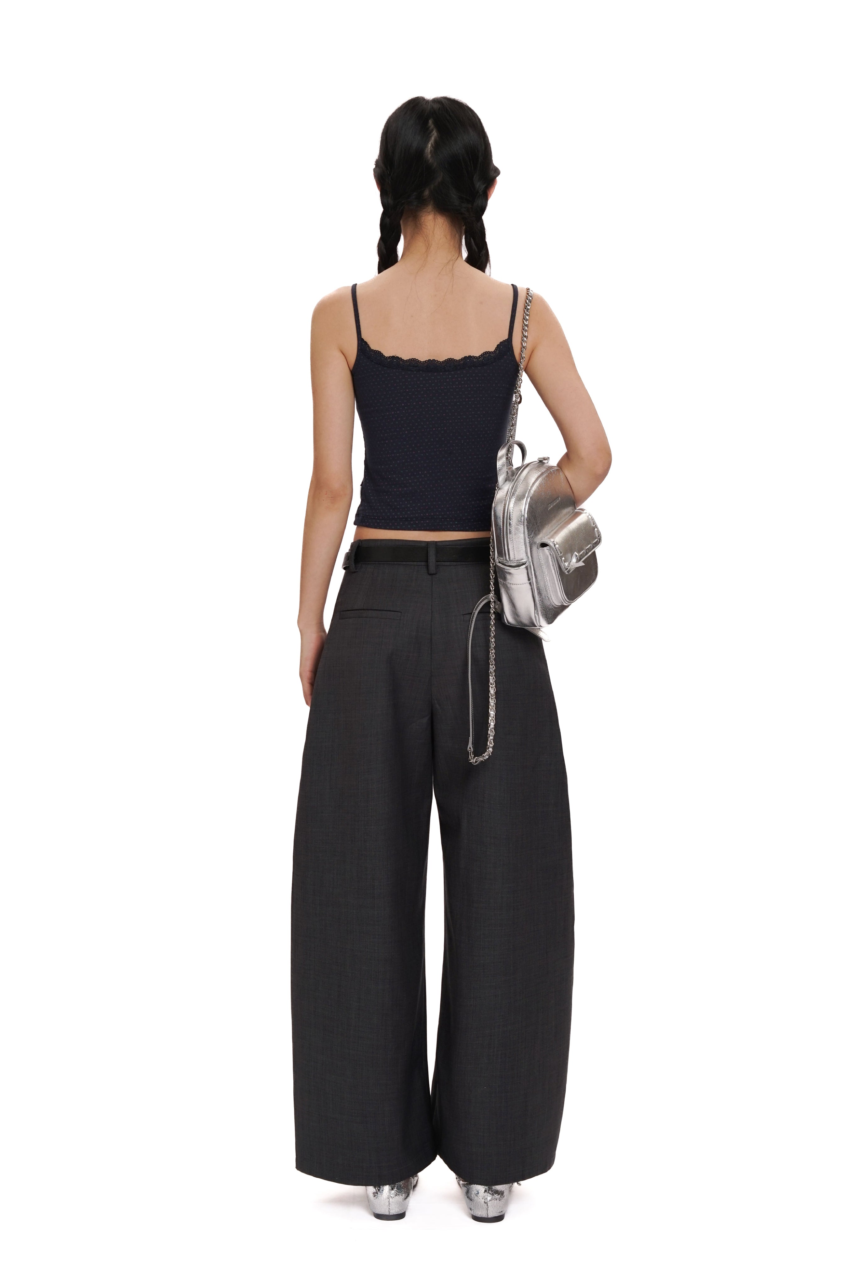 Three-piece printed contrast faux spaghetti strap vest