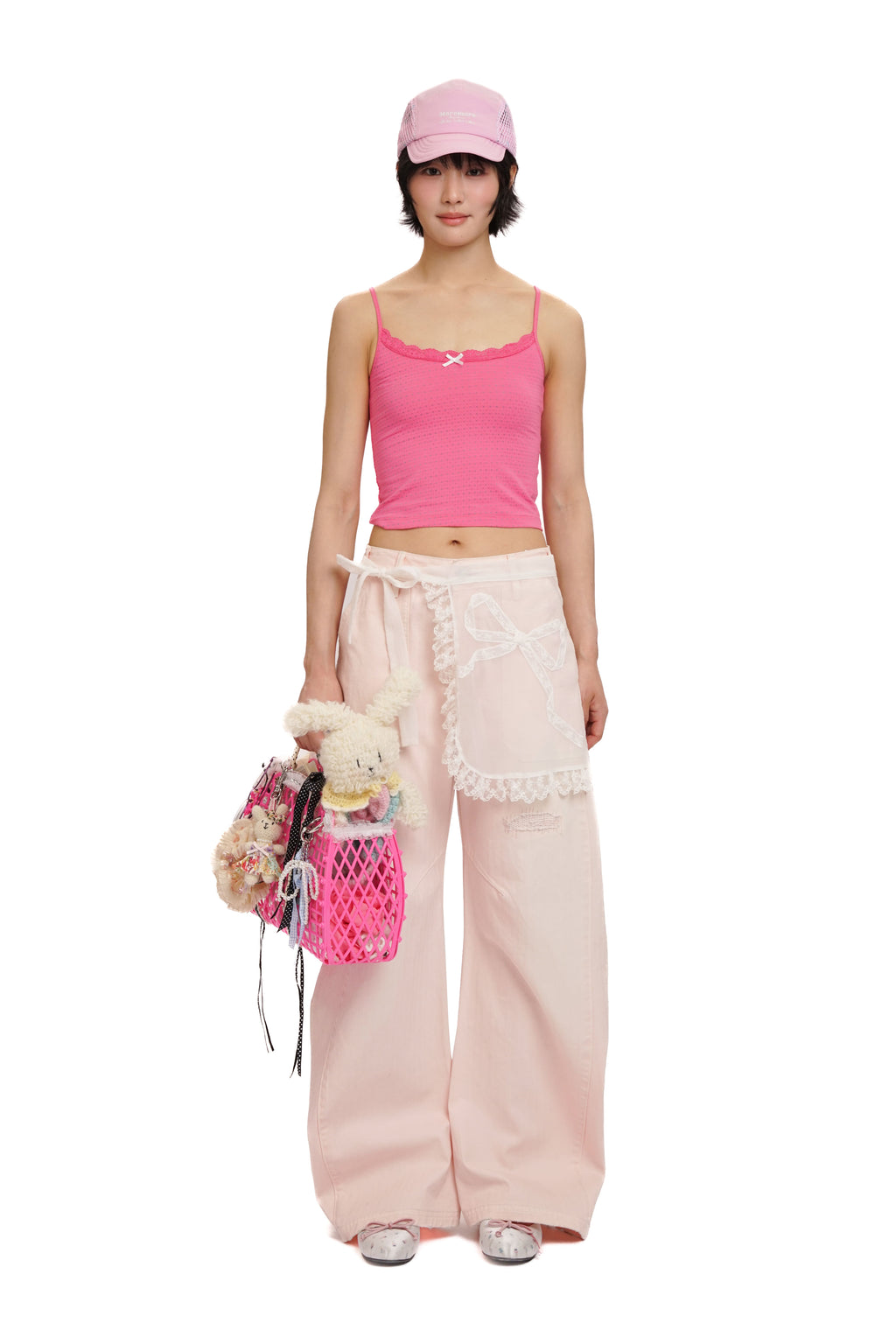 Three-piece printed contrast faux spaghetti strap vest