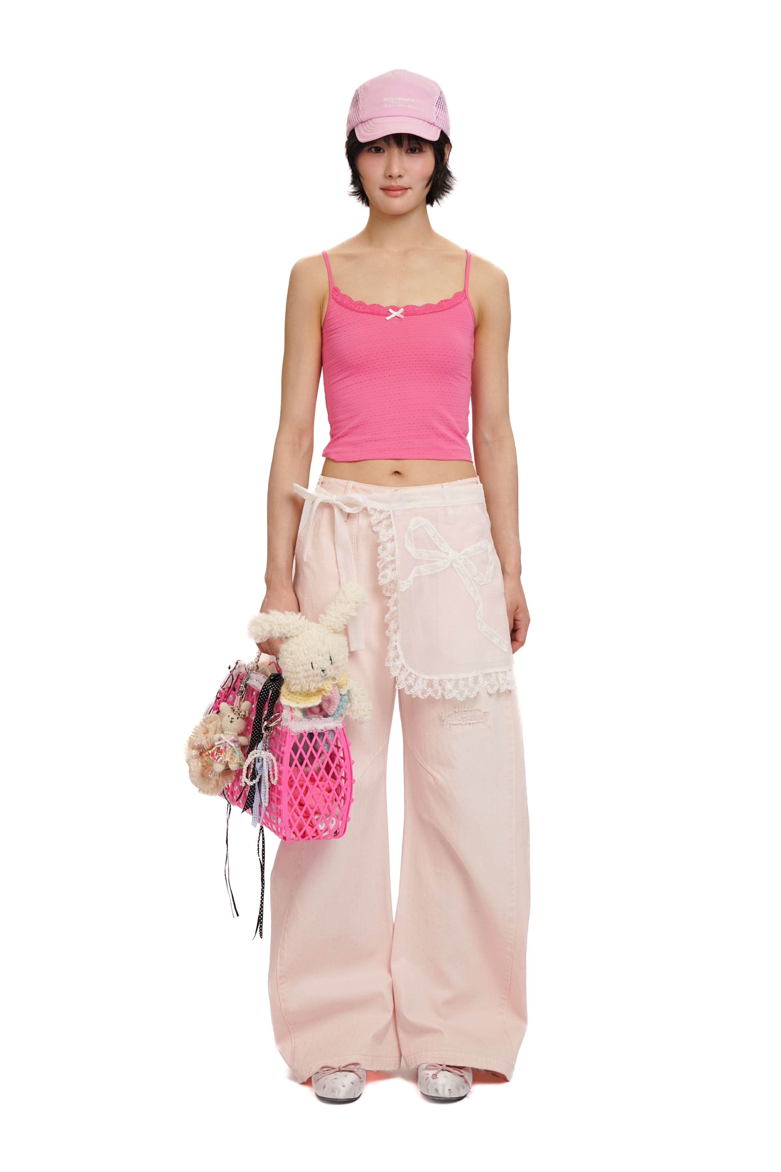 Three-piece printed contrast faux spaghetti strap vest